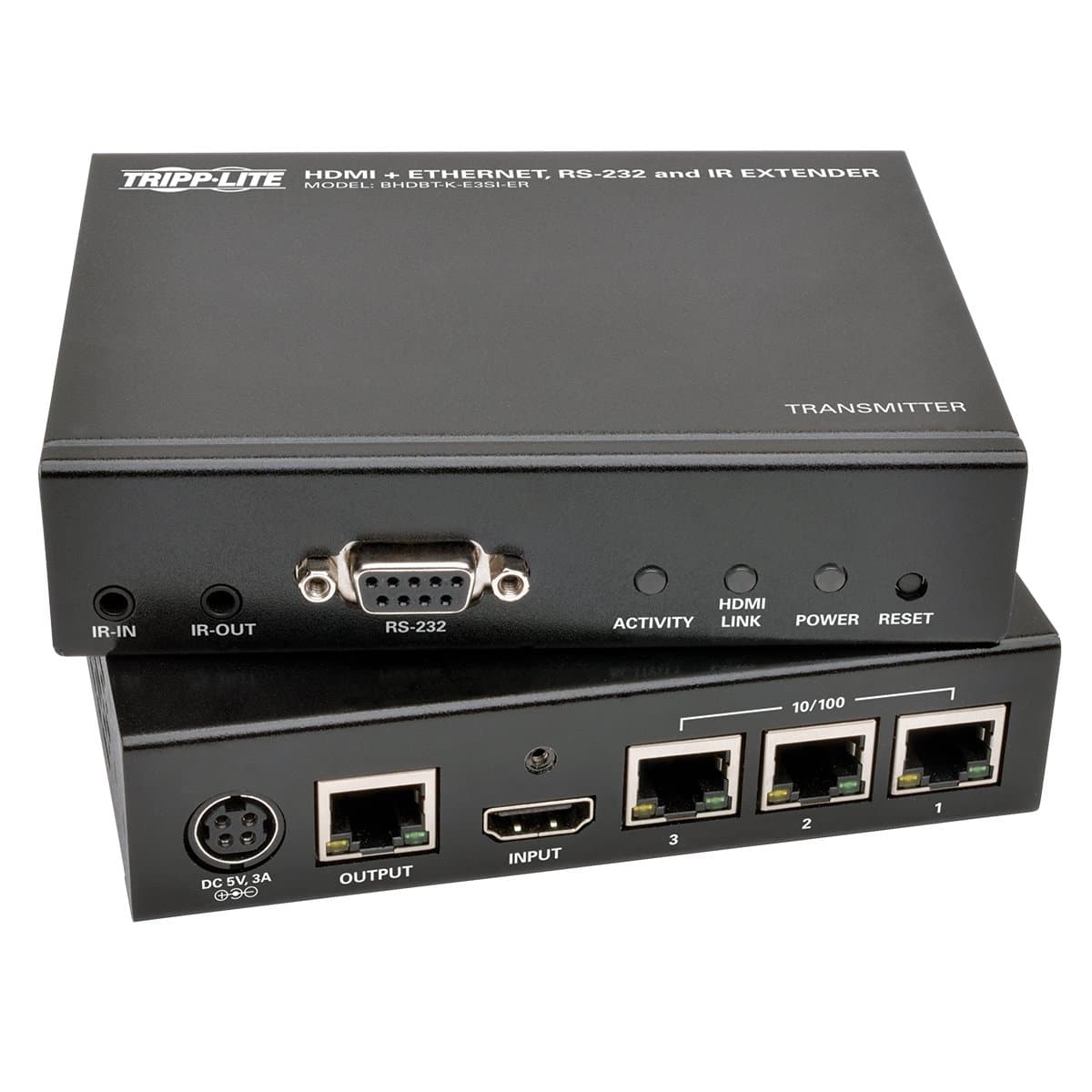 Kit Extensor Tripp Lite HDBaseT HDMI sobre Cat5e/6/6a con Ethernet, Control Serial e IR, 1080p, hasta 152 m (BHDBT-K-E3SI-ER)