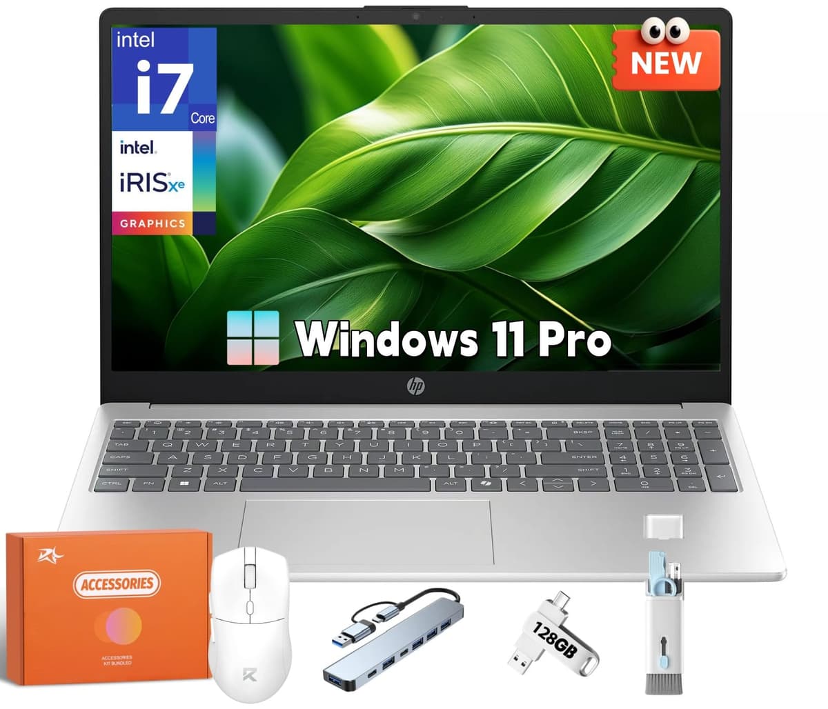 HP 2025 Pantalla táctil, Intel i7-1355U (mejor que i7-1255U), Intel Iris Xe Graphics, Pantalla táctil FHD de 15.6", 16 GB RAM, 1 TB SSD, Wi-Fi 6, Webcam HD, Windows 11 Pro, Microsoft Copilot-AI, con accesorios HP Laptop