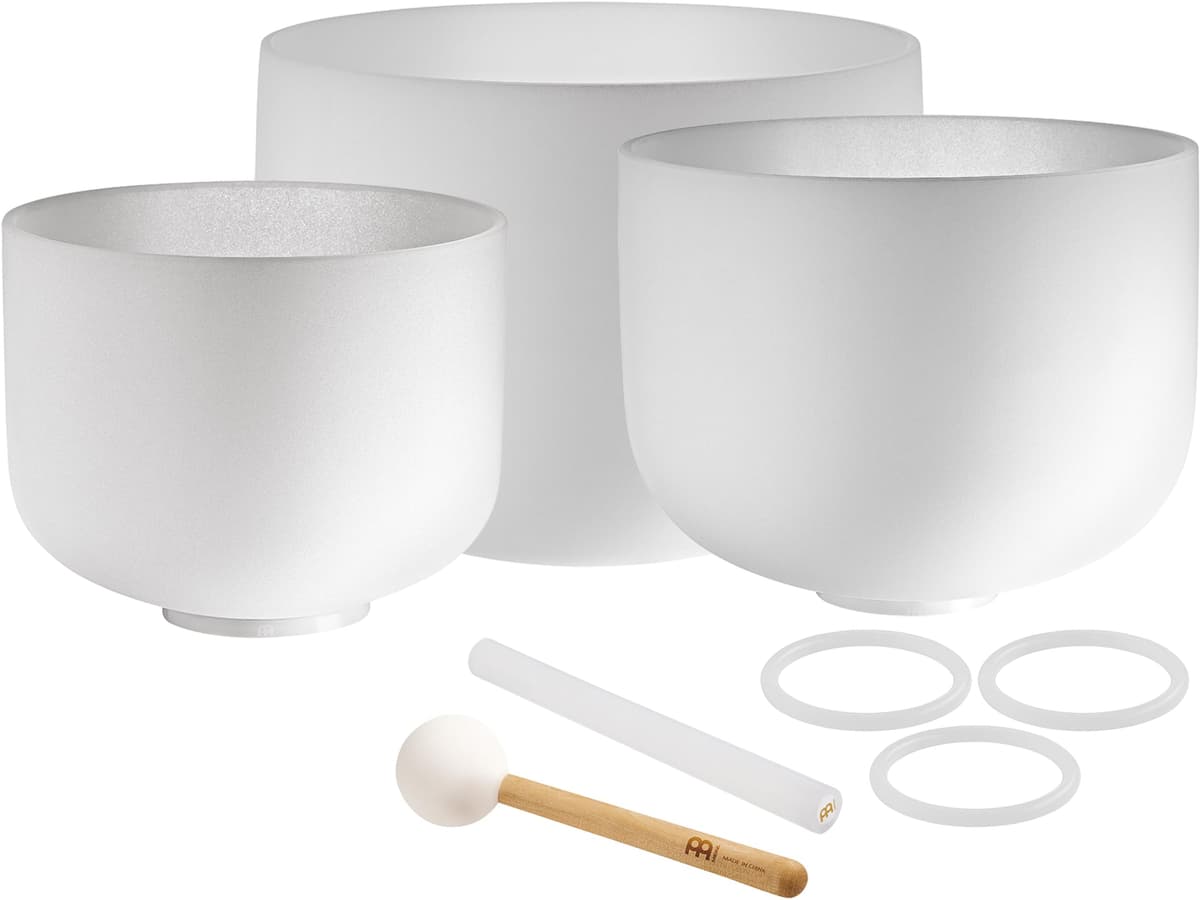 Set de 3 cuencos cantores de cristal Meinl Sonic Energy (G4, E4, C4) con mazos CSBSETGEC