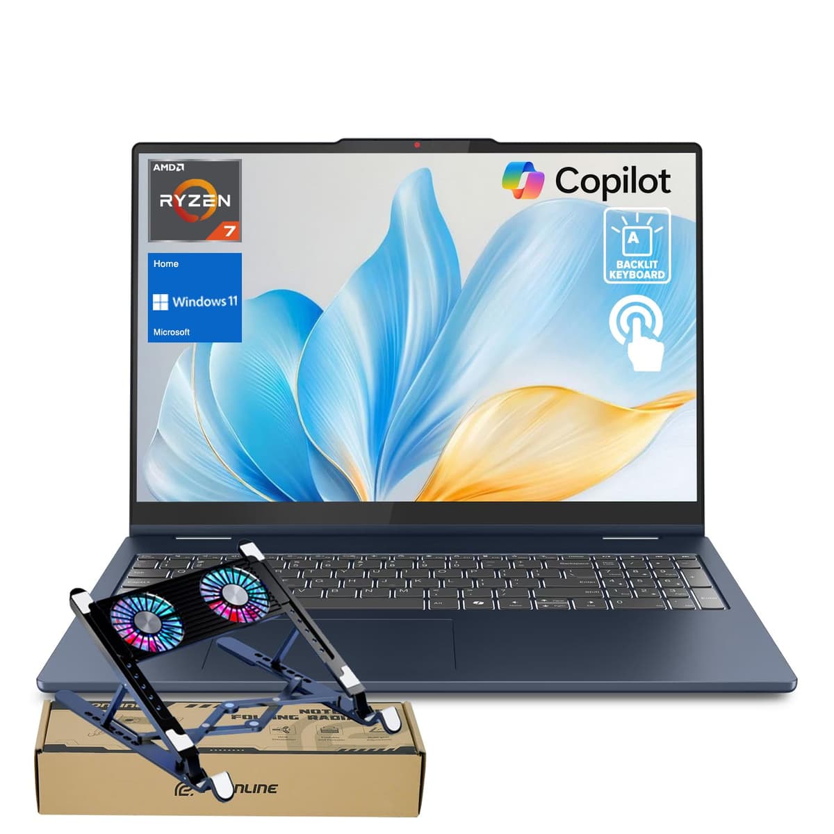 Lenovo IdeaPad Slim 5 16" FHD+ Touch - Ryzen 7 350, 32GB RAM, 2TB SSD, Windows 11 Home, Bundle con Cooler Lenovo IdeaPad Slim 1-11AST-05