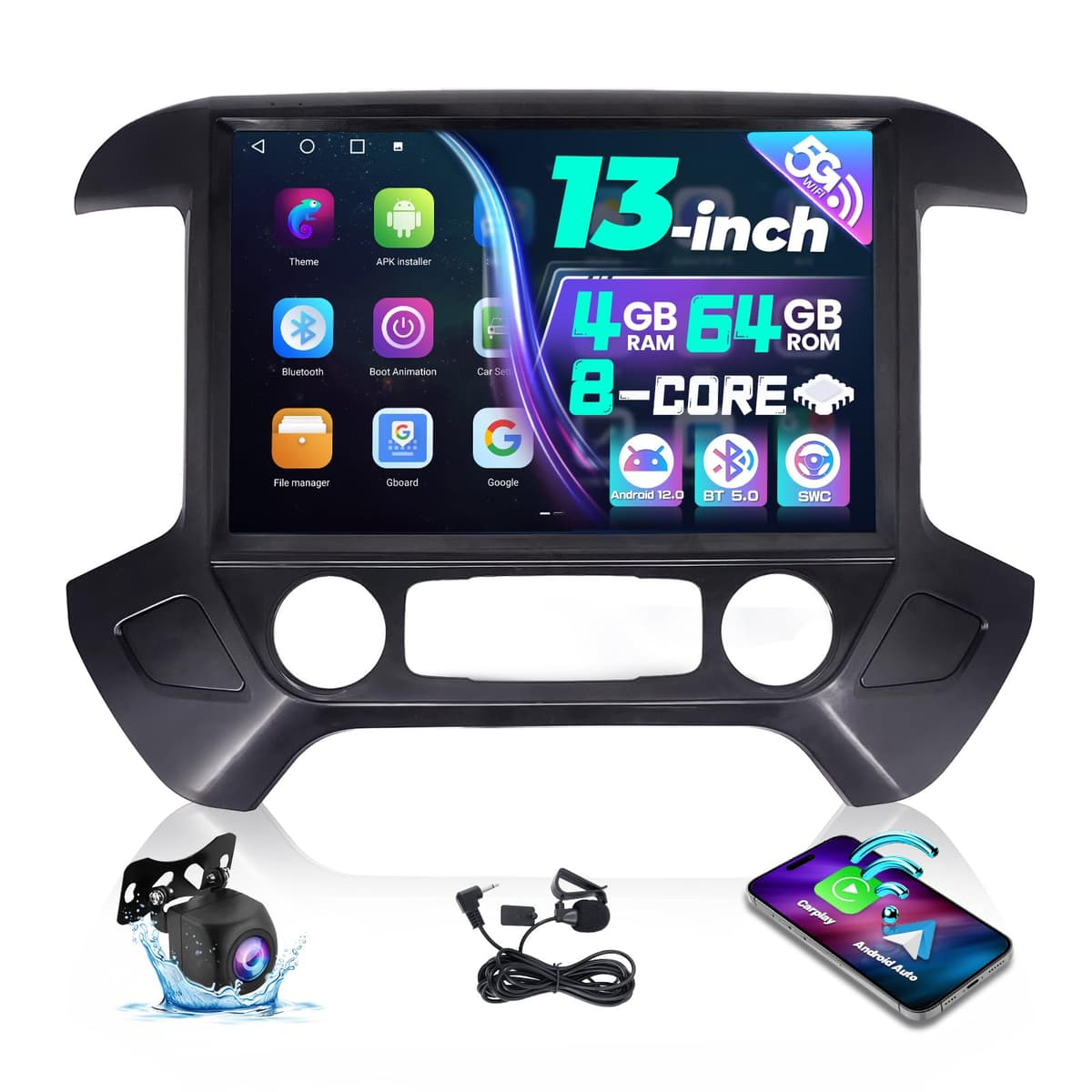 LASERTAIL Radio para Auto de 13.1 pulgadas 8 Núcleos para Chevy Silverado GMC Sierra 2014-2018 Actualización Estéreo Android 13 Pantalla Táctil 2K para Silverado Unidad Principal CarPlay Android Auto 5G WiFi SWC GPS Cámara 1080P 4+64GB 6f88d30c-78d3-4581-acb7-680f1a73fac9