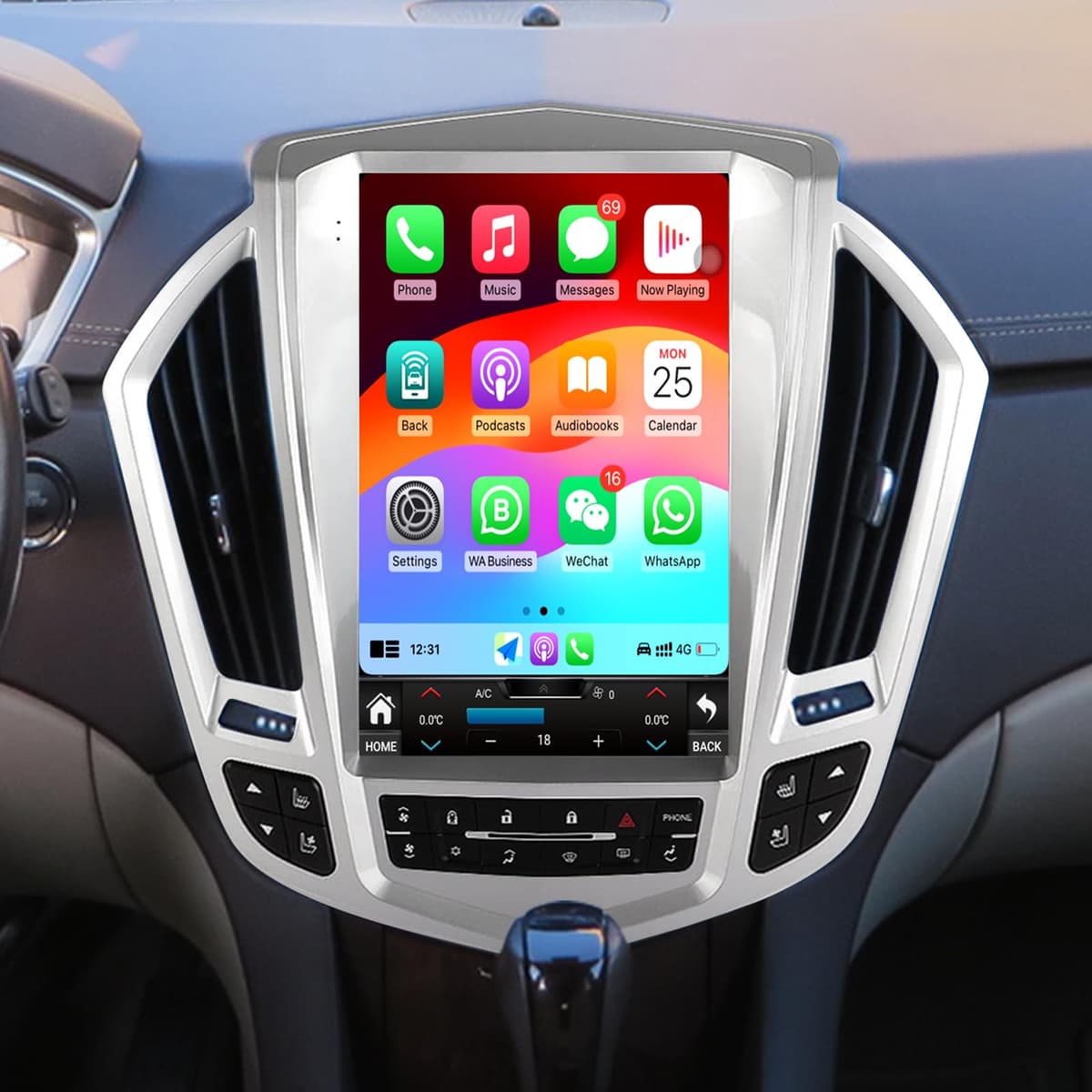 GYVCBREU Radio estéreo para auto Cadillac SRX 2009-2012 Repuesto con CarPlay Android Auto GPS Navegación Pantalla vertical de 12.1 pulgadas estilo Tesla con DSP Unidad principal multimedia en tablero Audio