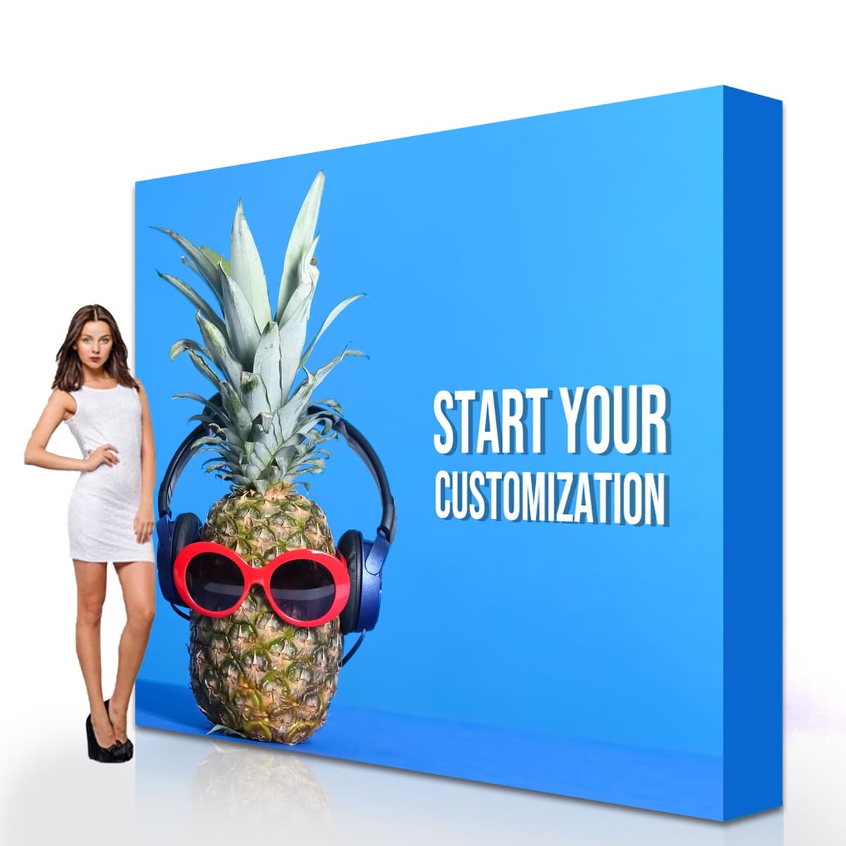ZORUMOI Soporte Expositor Plegable con Tela de Tensión para Personalizar, Soportes Rectos para Ferias, Bodas y Publicidad 7.5x12.5FT Marco Plegable y Soporte de Banner 001