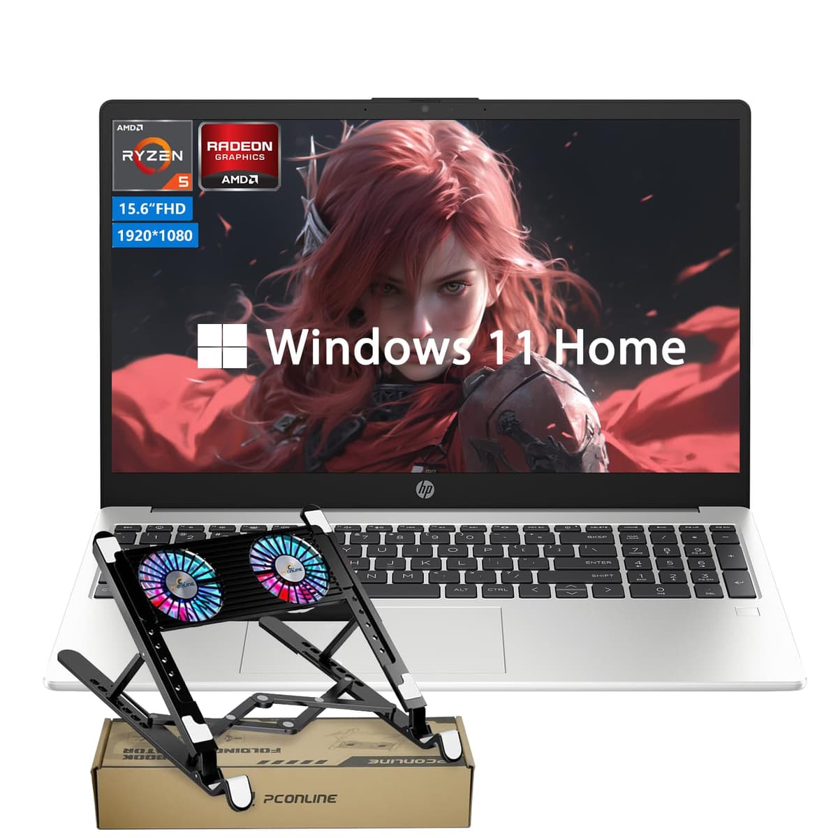 HP Essential 255 G10 Laptop 15.6" FHD | AMD Ryzen 5 7530U | 32 GB RAM | 1 TB SSD | Bluetooth | HDMI | Wi-Fi 6 | Webcam | Windows 11 Home | Plateado | Paquete con Radiador plegable PCO para cuaderno, Enfriador