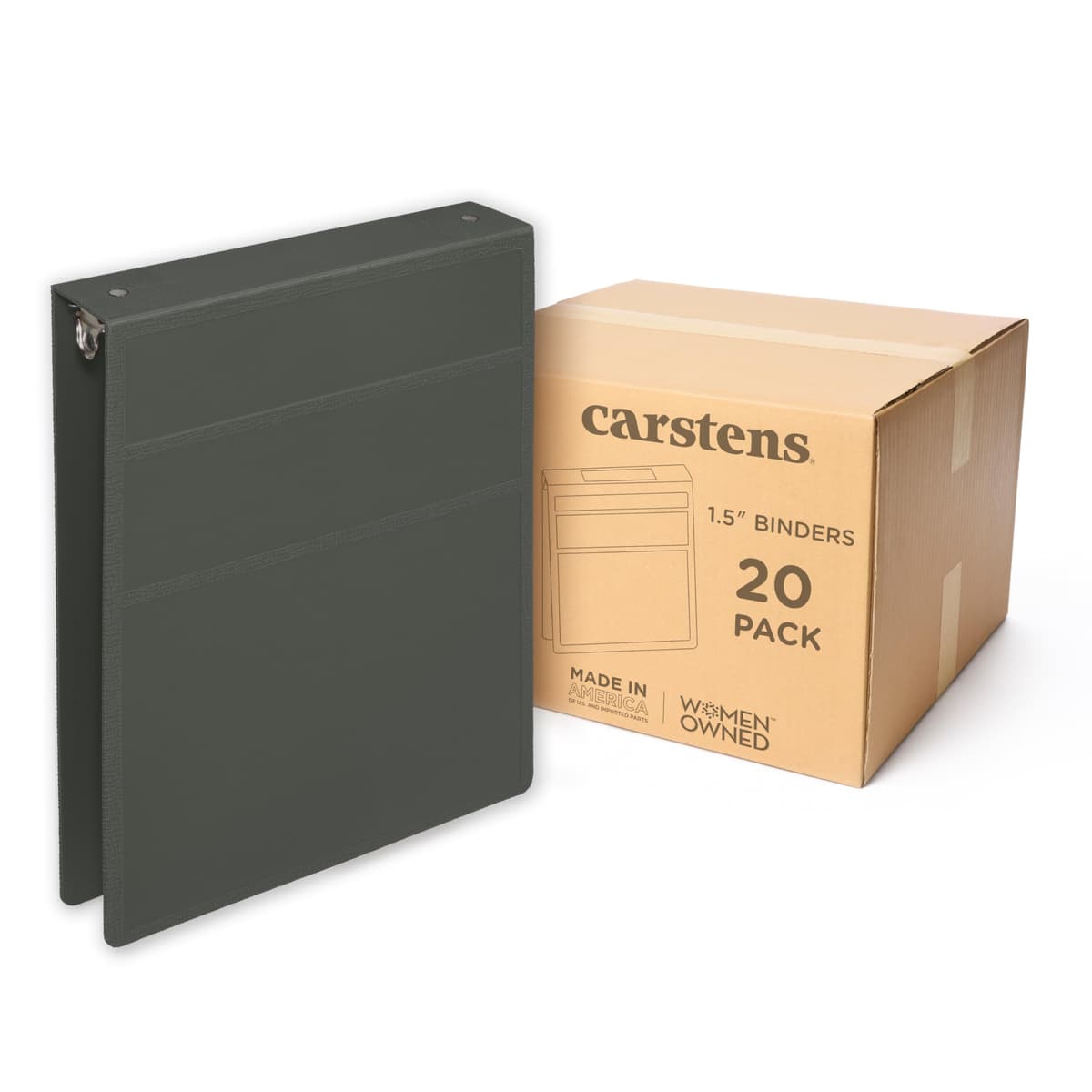 Carstens Carpeta de 3 anillas Heavy Duty 1.5 pulgadas - Apertura superior, gris carbón 2062-3RCS