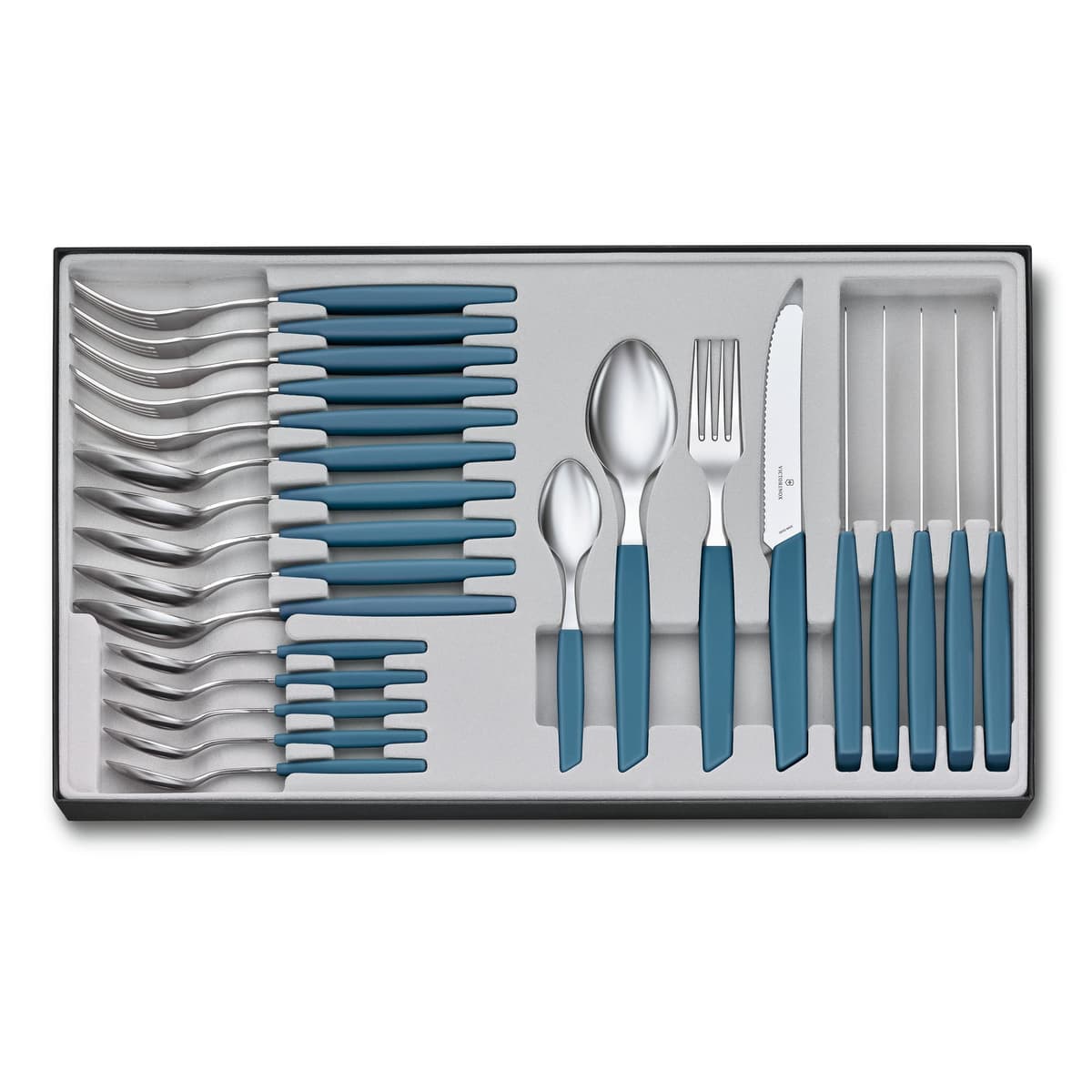 VICTORINOX Juego de cubiertos 24 piezas Cornflower, ergonómico, apto para lavavajillas 6.9096.11W2.24