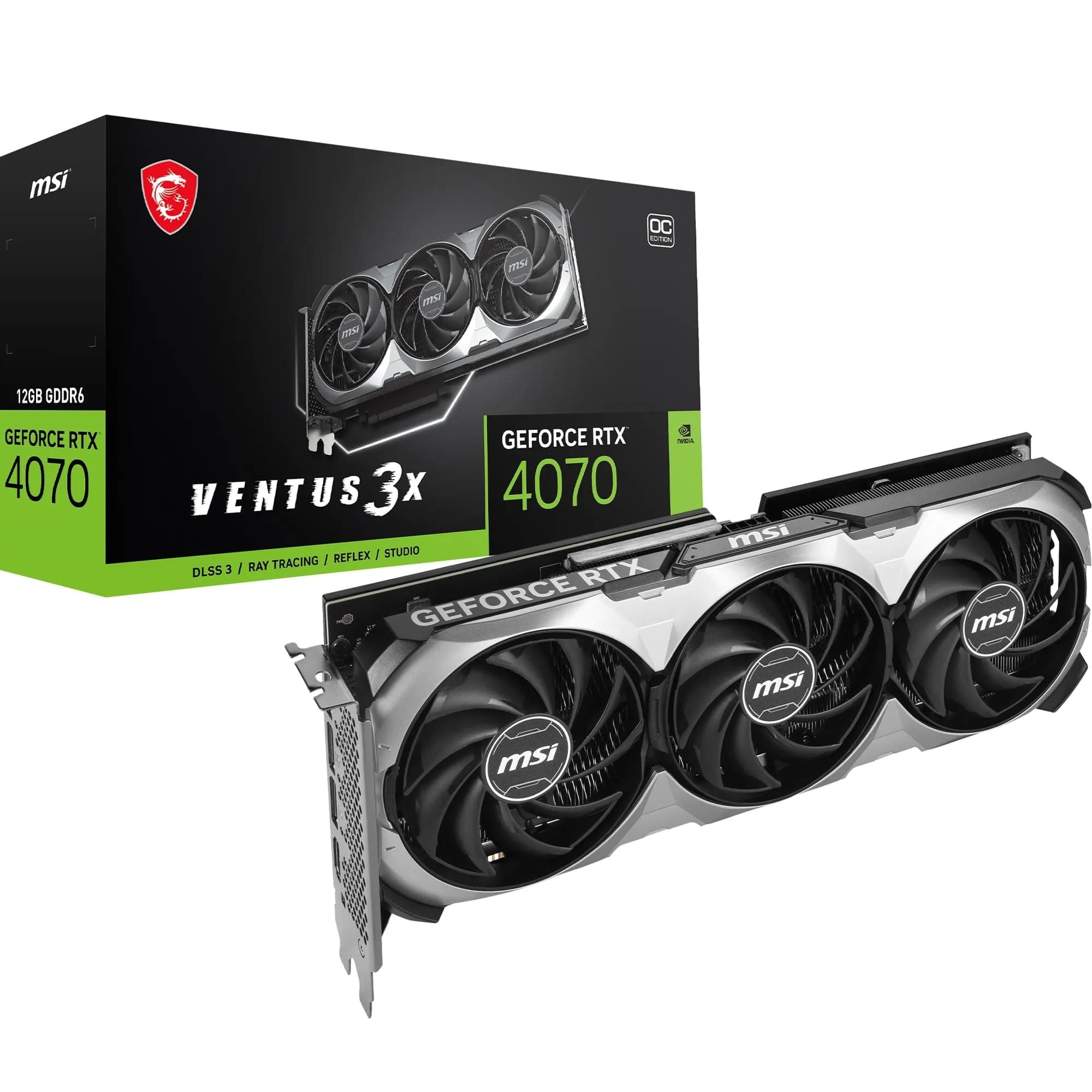 MSI GeForce RTX 4070 Ventus 3X E1 12G OC - Triple Fan V512-027R
