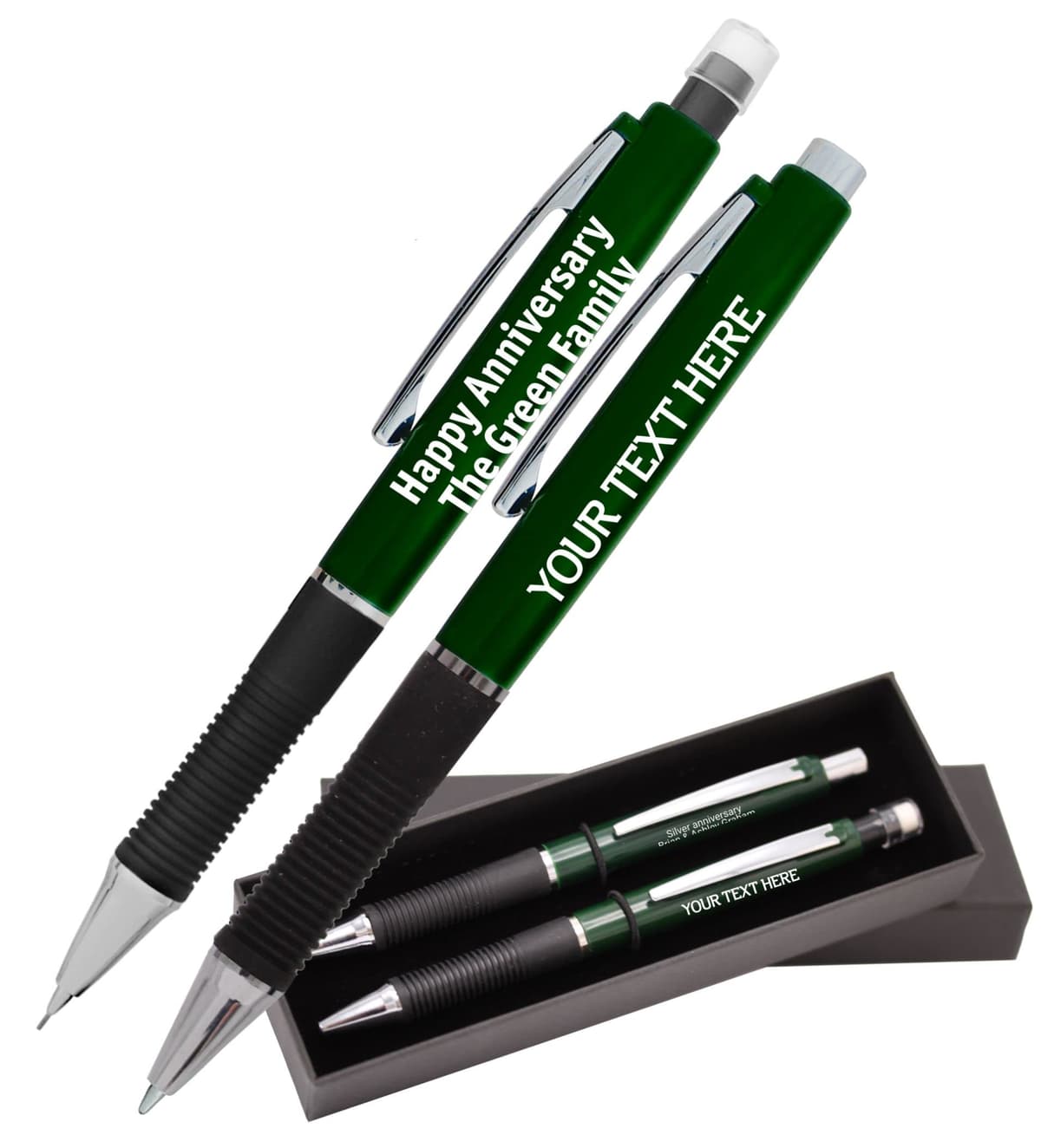 911 Pens Set de 100 bolígrafos y lápices personalizados en caja de regalo (Verde) 200-0100-Green