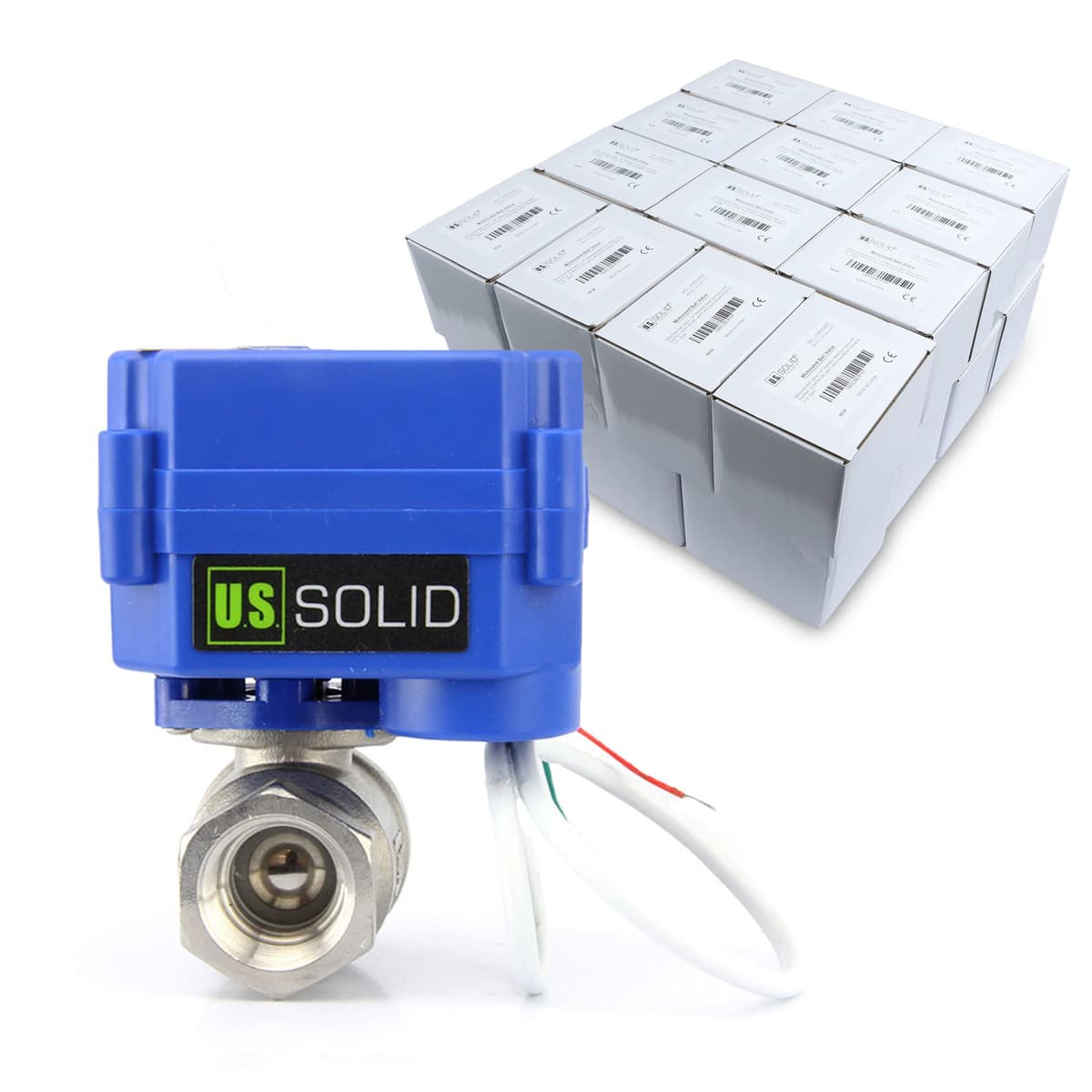 U.S. Solid Motorized Ball Valve 1/4" SS304, Standard Port, 9-24V AC/DC, 2-Wire Auto Return (Pack of 25) USS-MSV00104