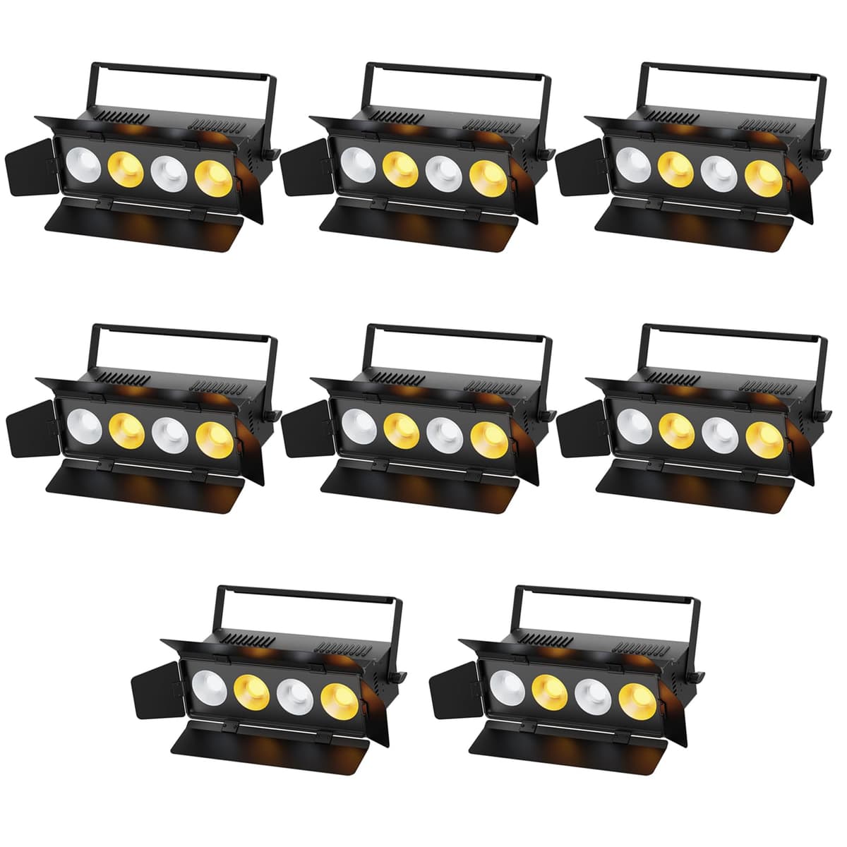 Sparklingtrack Stage Lights con Barn Doors, 4x50W LED Par Can Lights DMX512 Sound Activated, Cool/Warm COB Spotlights Pack 8 ZQ09014X8US