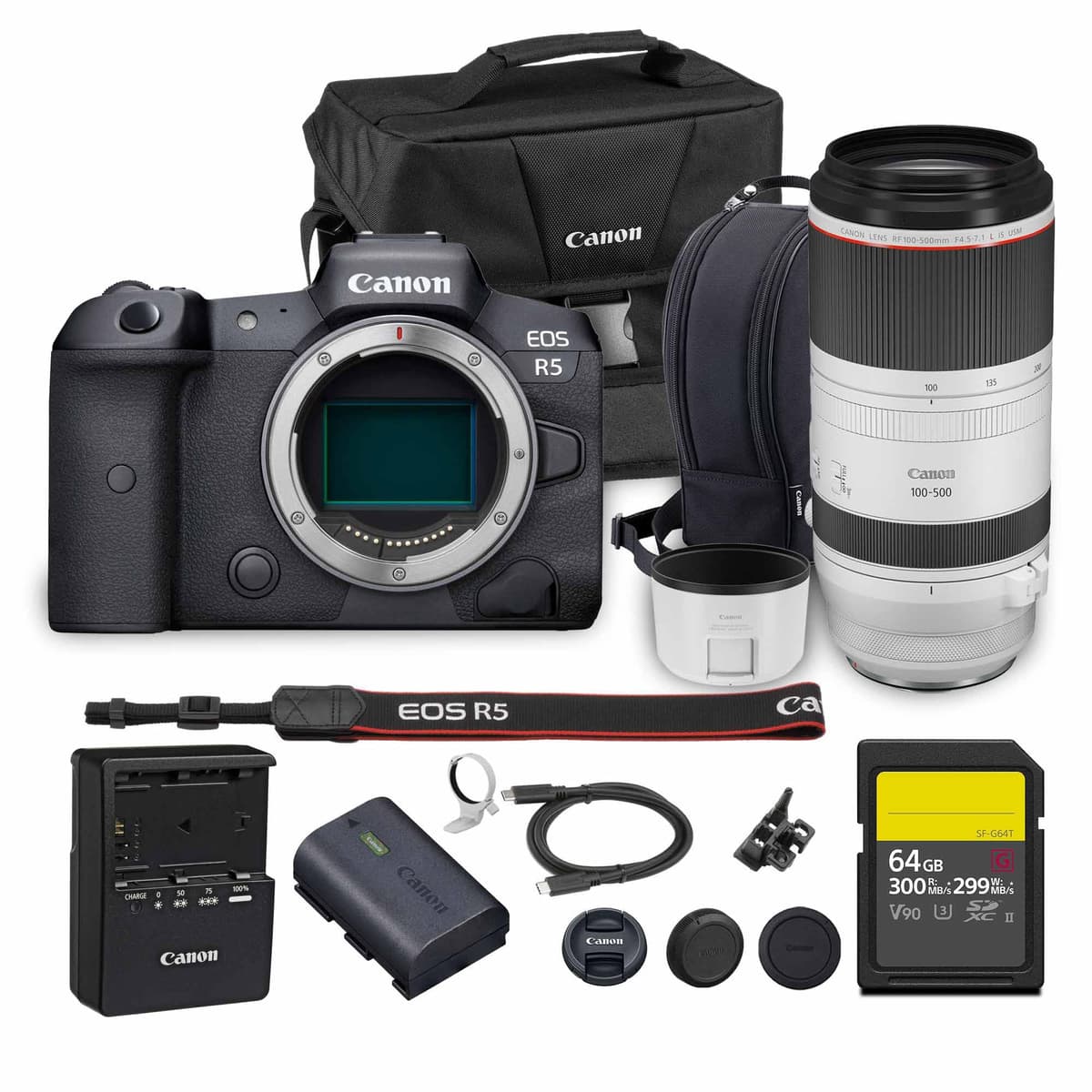 Canon EOS R5 Mirrorless Camera + RF 100-500mm f/4.5-7.1L IS USM - Kit 45MP y 8K tele largo 4147C002_EDIPL_5
