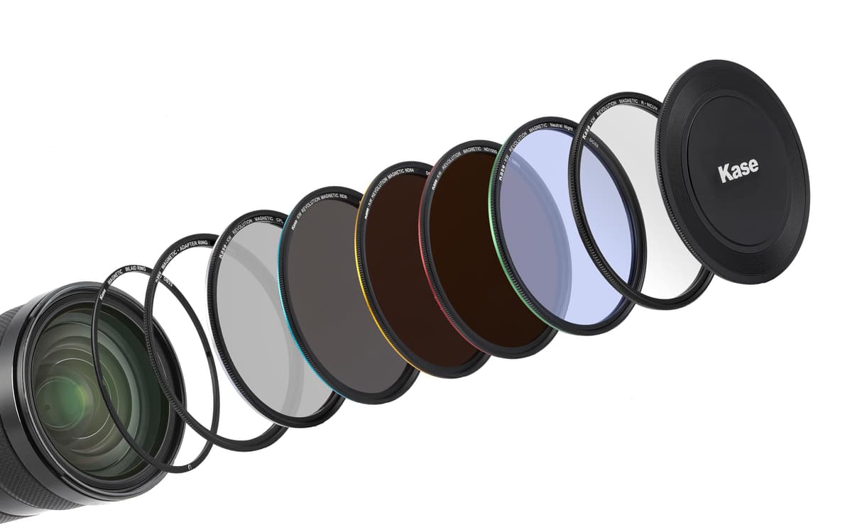 Kase Wolverine Revolution Mega Kit de Filtros Magnético a Prueba de Golpes con Cristal Óptico Templado con Anillos Codificados por Color incluye CPL ND8 ND64 ND1000 R-MCUV Tapa Nocturna y Estuche (62 mm) KW-Revolution-Mega