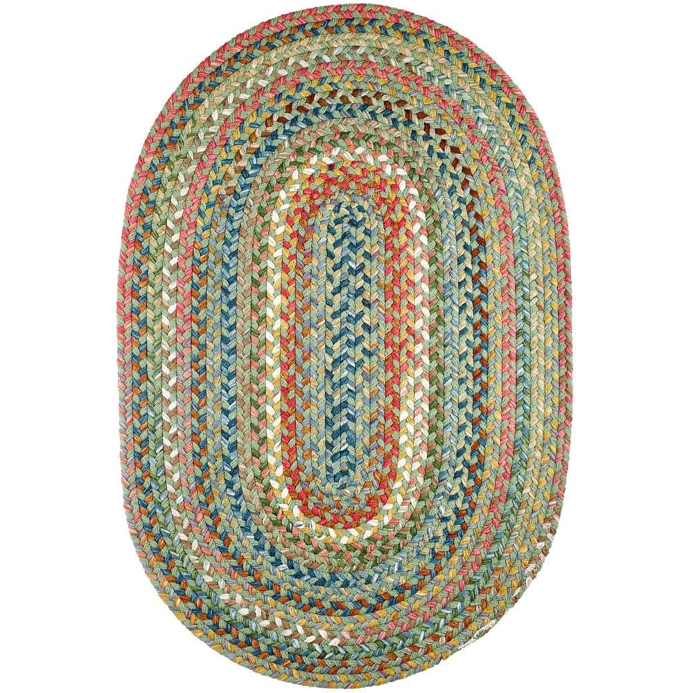Super Area Rugs Gemstone Alfombra Trenzada Interior/Exterior - Peridot - 6' x 9' Oval RHO-CJ65R072X108