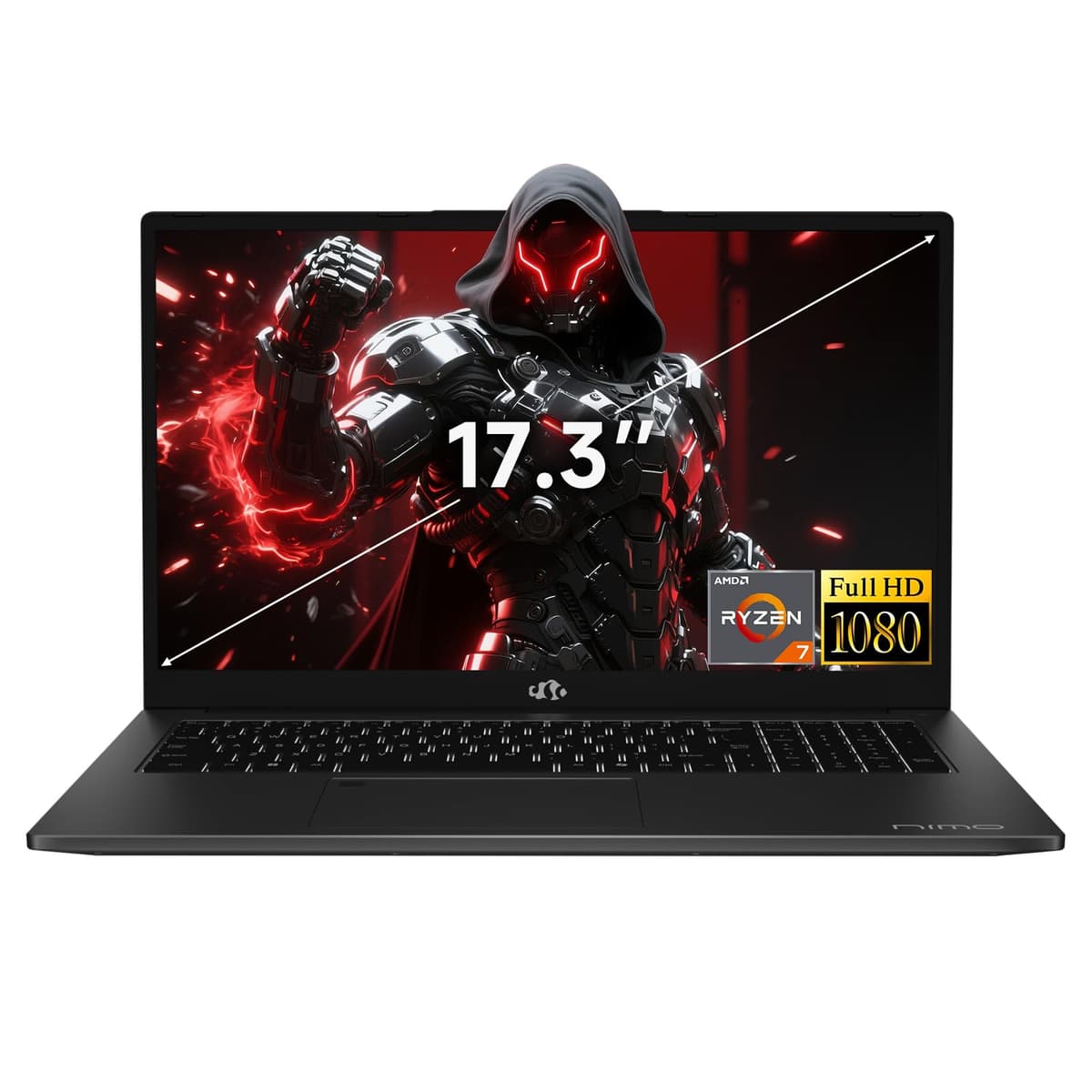 NIMO 2025 Laptop para Juegos de 17.3" FHD con AMD Ryzen 7 7735HS (hasta 4.75 GHz, supera al i7-12650H), 16GB DDR5, 1TB SSD, Teclado Retroiluminado, USB-C 100W, Radeon 680M, Lector de Huellas ARN21S