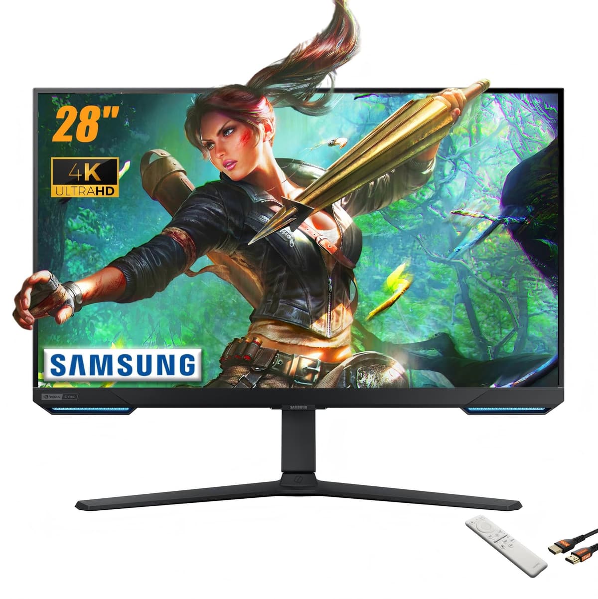 Monitor para juegos Samsung Odyssey G7 de 28 pulgadas UHD (3840 x 2160) | Parlantes incorporados | HDR 400 144Hz 1 ms | Compatible con G-Sync y FreeSync Premium Pro | Wi-Fi 5 | Smart TV | Incluye control remoto