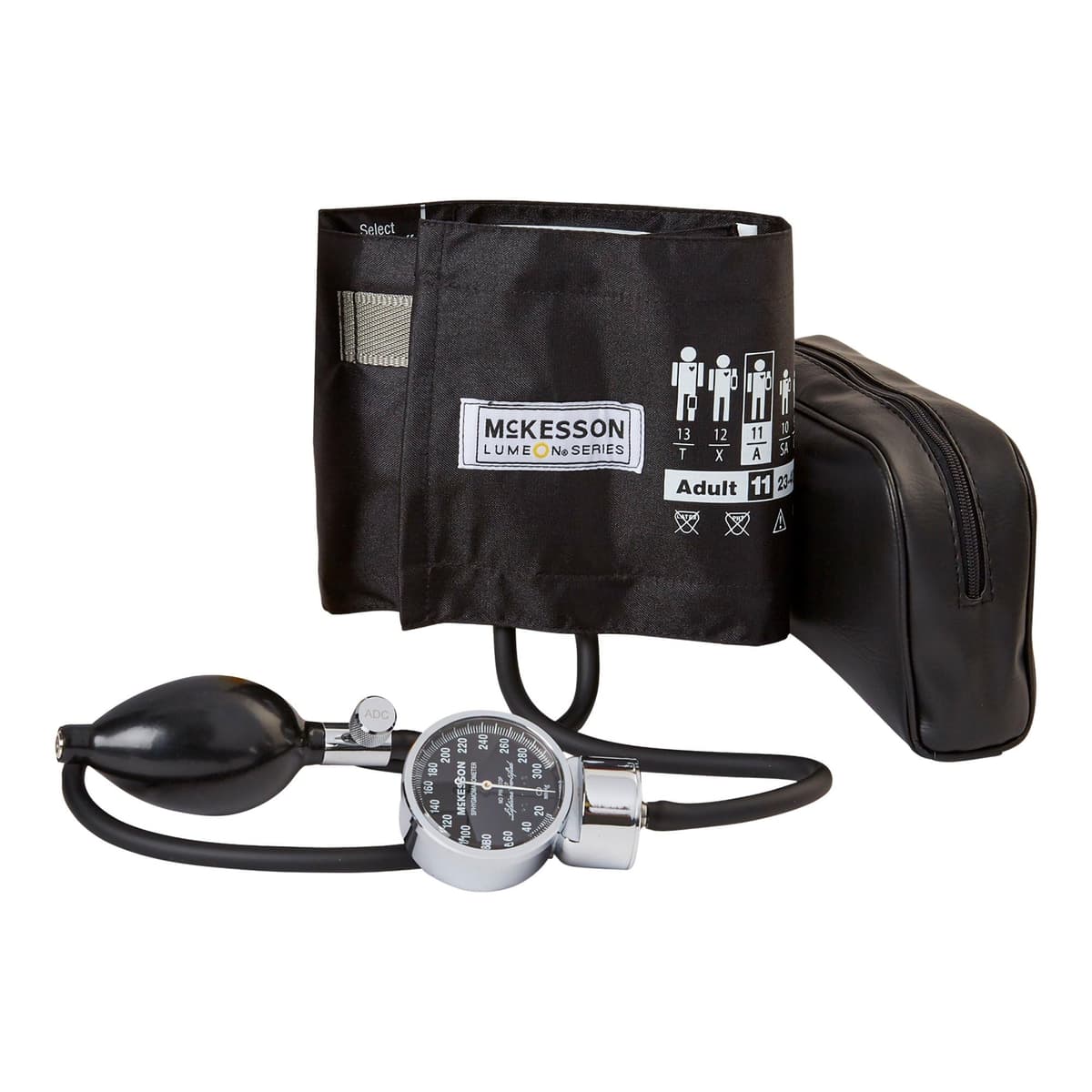 McKesson Esfigmomanómetro Aneroid manual con funda portátil, tamaño bolsillo, brazalete 23-40 cm, negro, paquete de 20 01-700-11ABKGM