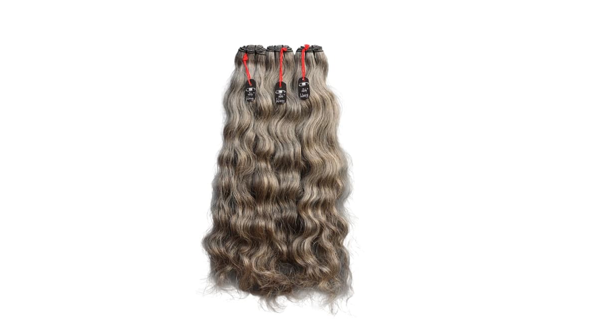 IDM 24" Wavy Salt & Pepper Natural Gray, 3 paquetes, Indian Virgin Raw Hair 100% 24"WS&P3
