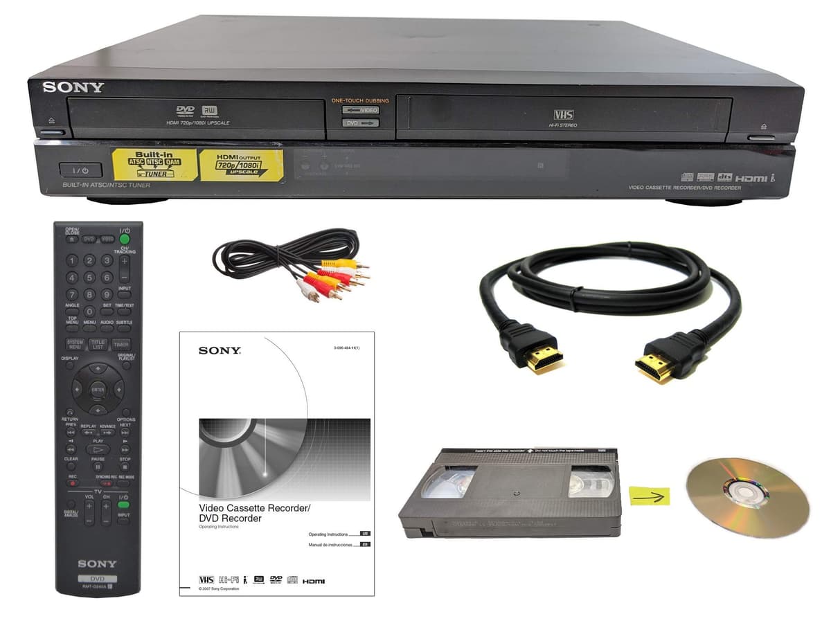 Grabadora Combo Sony VHS a DVD con VCR y Control Remoto, HDMI (Reacondicionado)