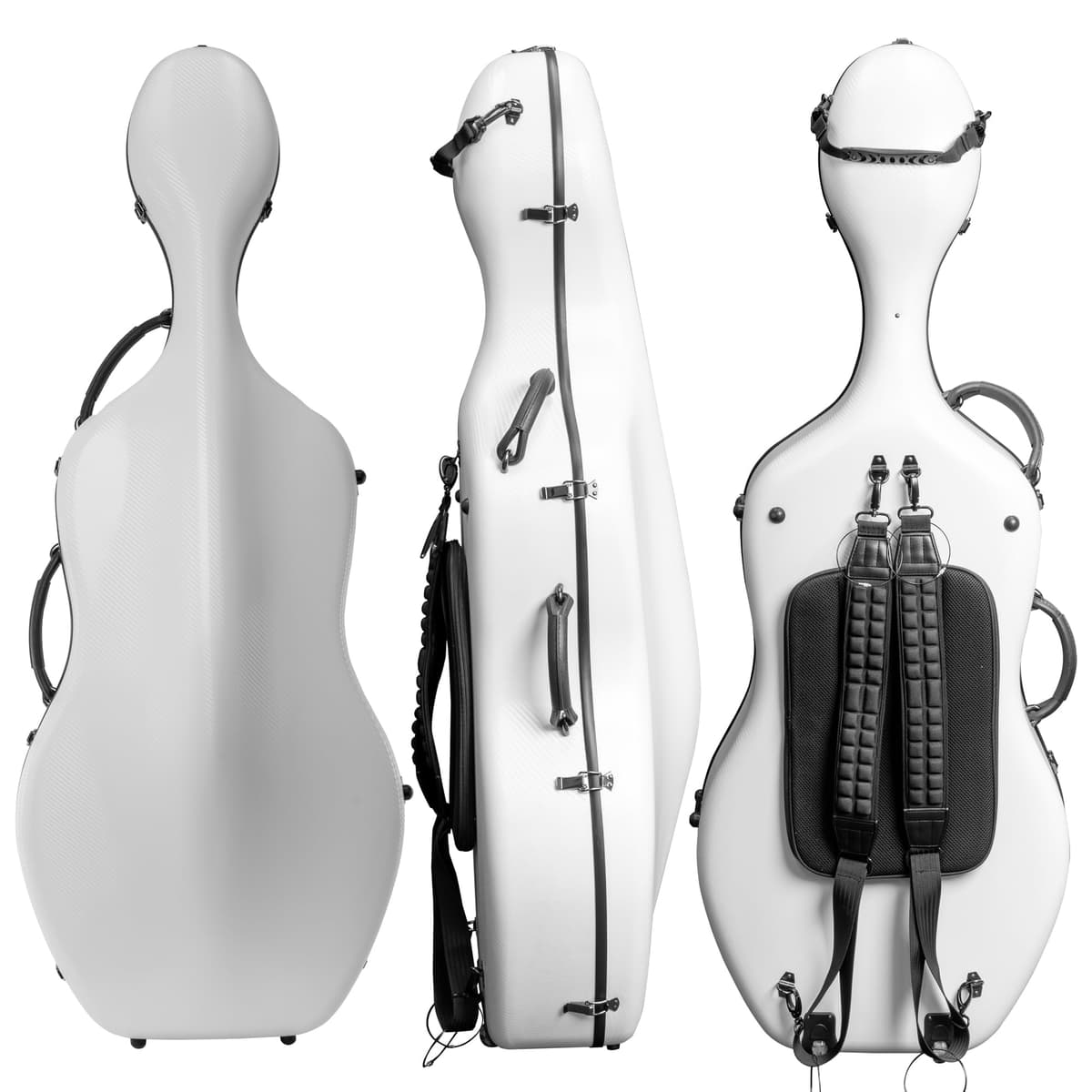 M MI & VI Estuche rígido de policarbonato CP-7006WB para cello 4/4 con ruedas y correas (blanco)