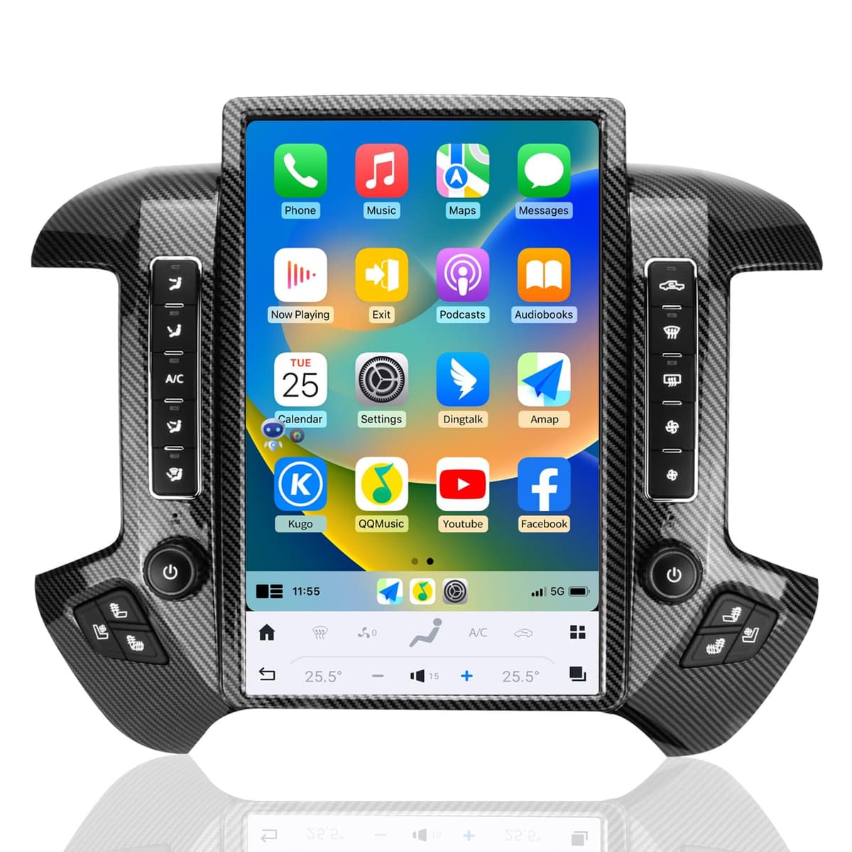 Toeeklsa Car Radio para GMC Sierra / Chevrolet Silverado 2014-2019 14.4" 8+128G Tesla Style (Fibra de Carbono)