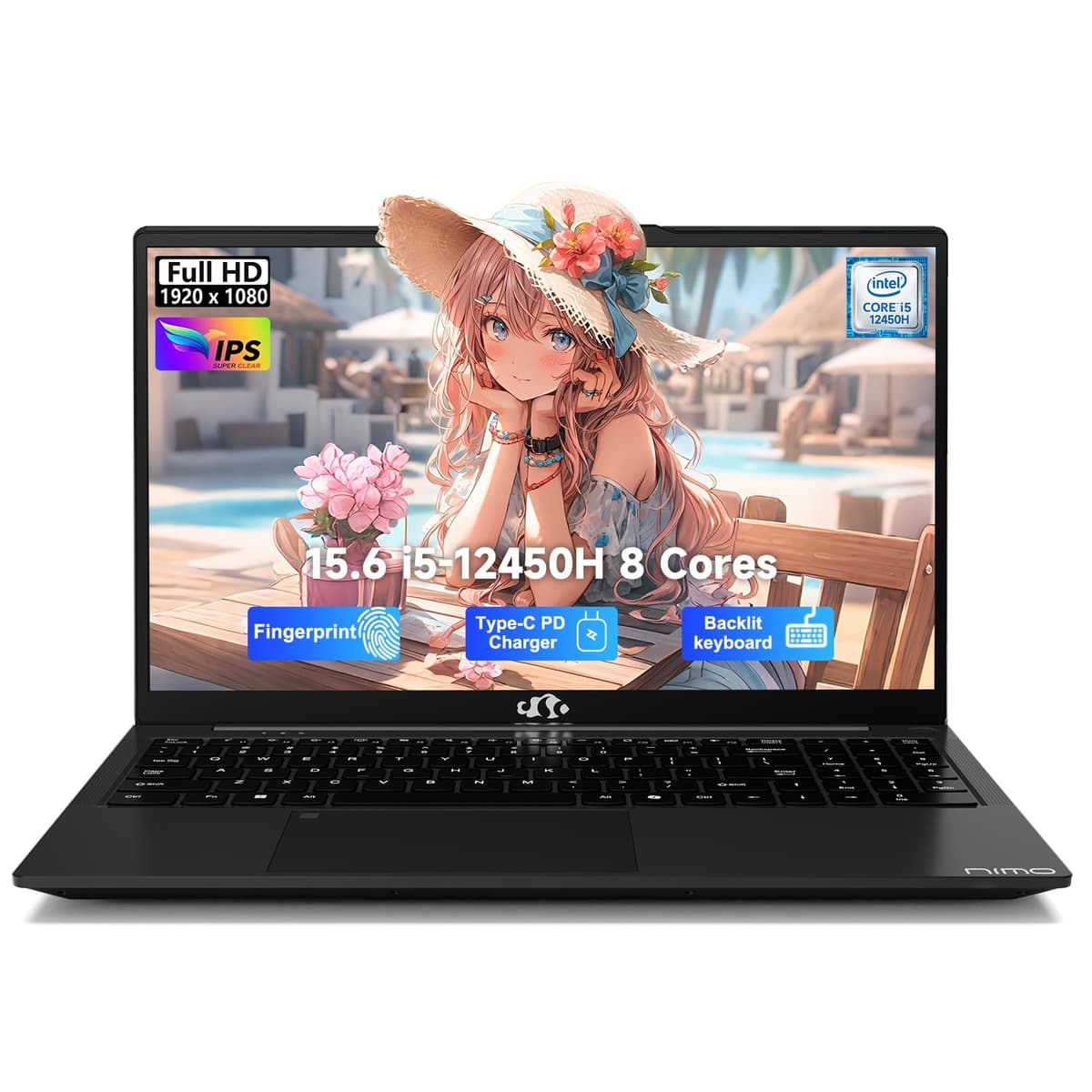 NIMO 15.6" FHD IPS Laptop Empresarial, Intel i5-12450H de 8 núcleos, 32 GB RAM 1 TB SSD (Mejora sobre i7-11800H, hasta 4.4 GHz) Teclado Retroiluminado, USB-C 100W, Lector de Huellas, WiFi 6, Teclado Numérico ARN21S