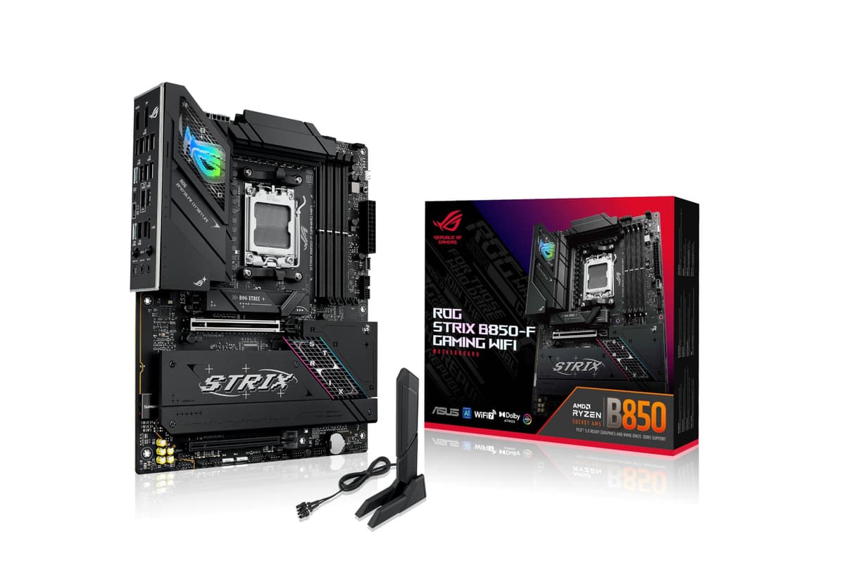 ASUS ROG Strix B850-F Gaming WiFi - Placa madre AMD, 16+2+2 etapas de potencia, DDR5, cuatro ranuras M.2, PCIe 5.0, 19 puertos USB, USB Tipo C a 20 Gbps y Aura Sync RGB 90MB1J70-M0EAY0