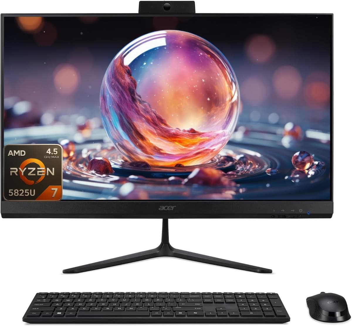 acer Aspire C27 PC All-in-One, pantalla IPS Full HD de 27" 120Hz, procesador AMD Ryzen 7 5825U (8 núcleos, hasta 4.5 GHz), 16 GB RAM, 1 TB SSD, Wi-Fi 6E, HDMI, puerto DP, teclado y mouse inalámbricos, Windows 11