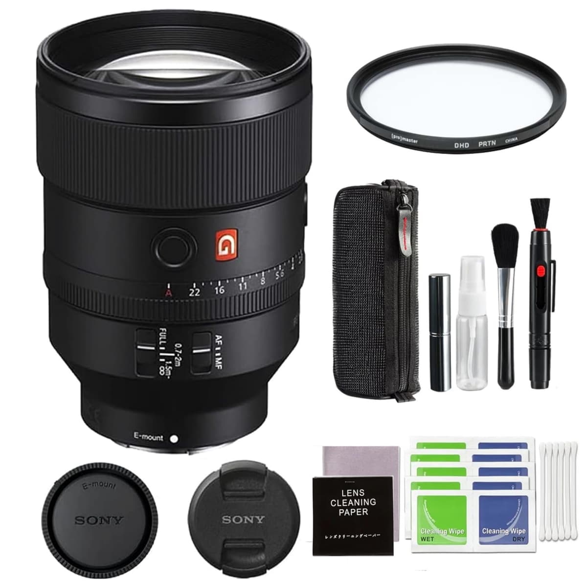 Sony FE 135mm F1.8 GM (SEL135F18GM) - Lente prime telefoto, bundle con filtro 82mm