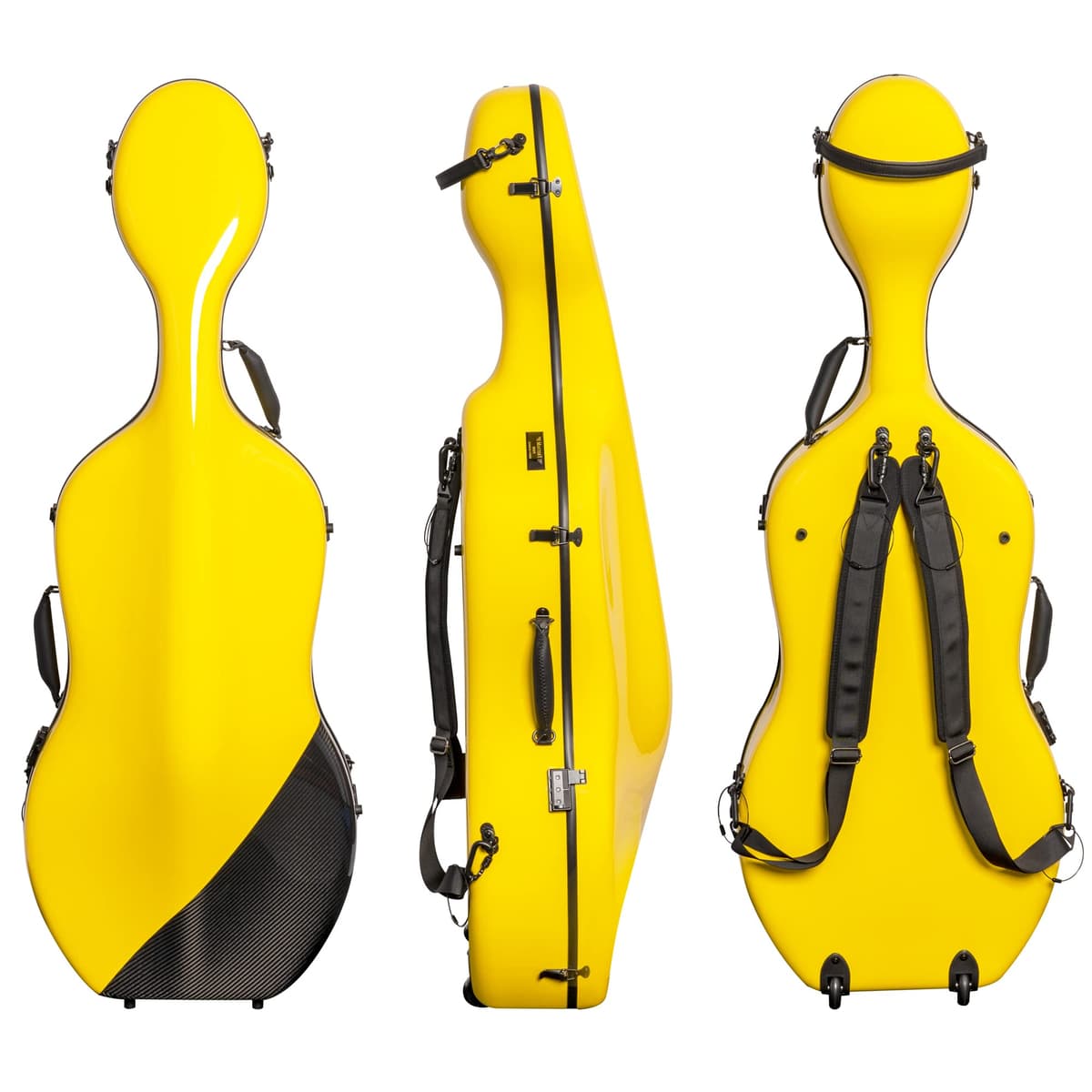 M MI & VI MI&VI CC-9001 Estuche de Cello Funda 4/4 Fibra de Carbono (Yellow) con Ruedas