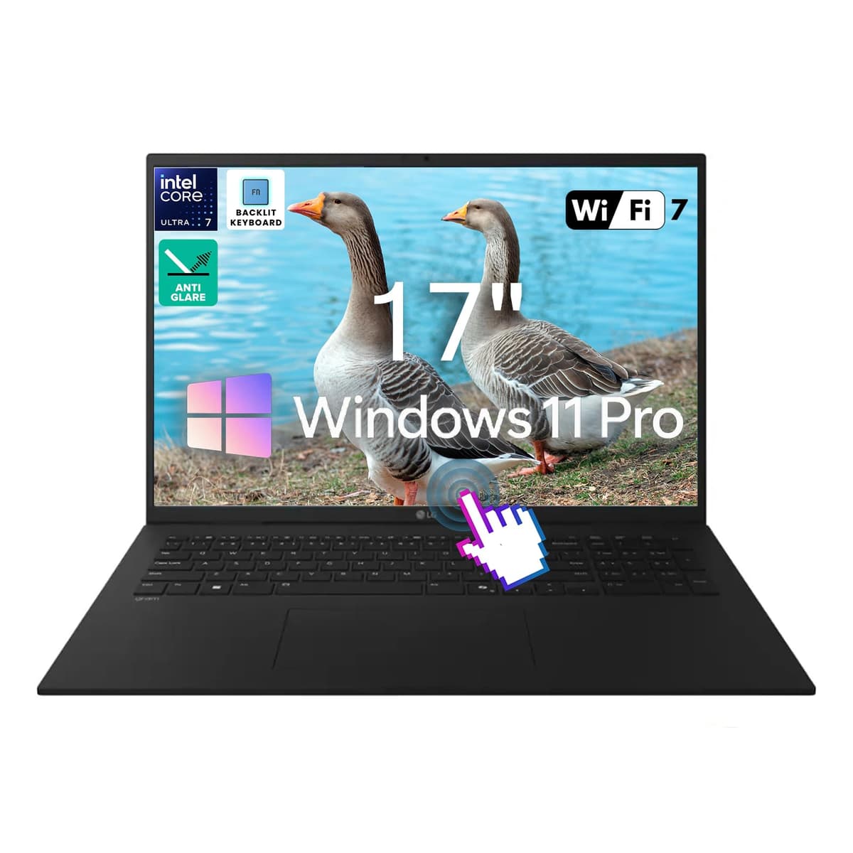 Portátil empresarial LG gram, pantalla táctil antirreflejo de 17" (2560 x 1600), Intel Ultra 7-258V de 8 núcleos, GPU Intel Arc, Copilot + PC, NPU, teclado retroiluminado, Windows 11 Pro, Wi-Fi 7, 32 GB RAM, SSD de 4 TB