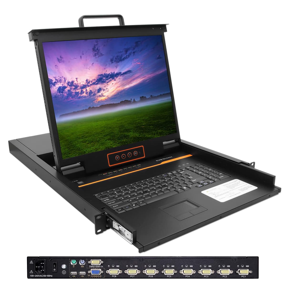 Kinan XL1908 Consola KVM 1U con monitor 19" y switch VGA 8 puertos