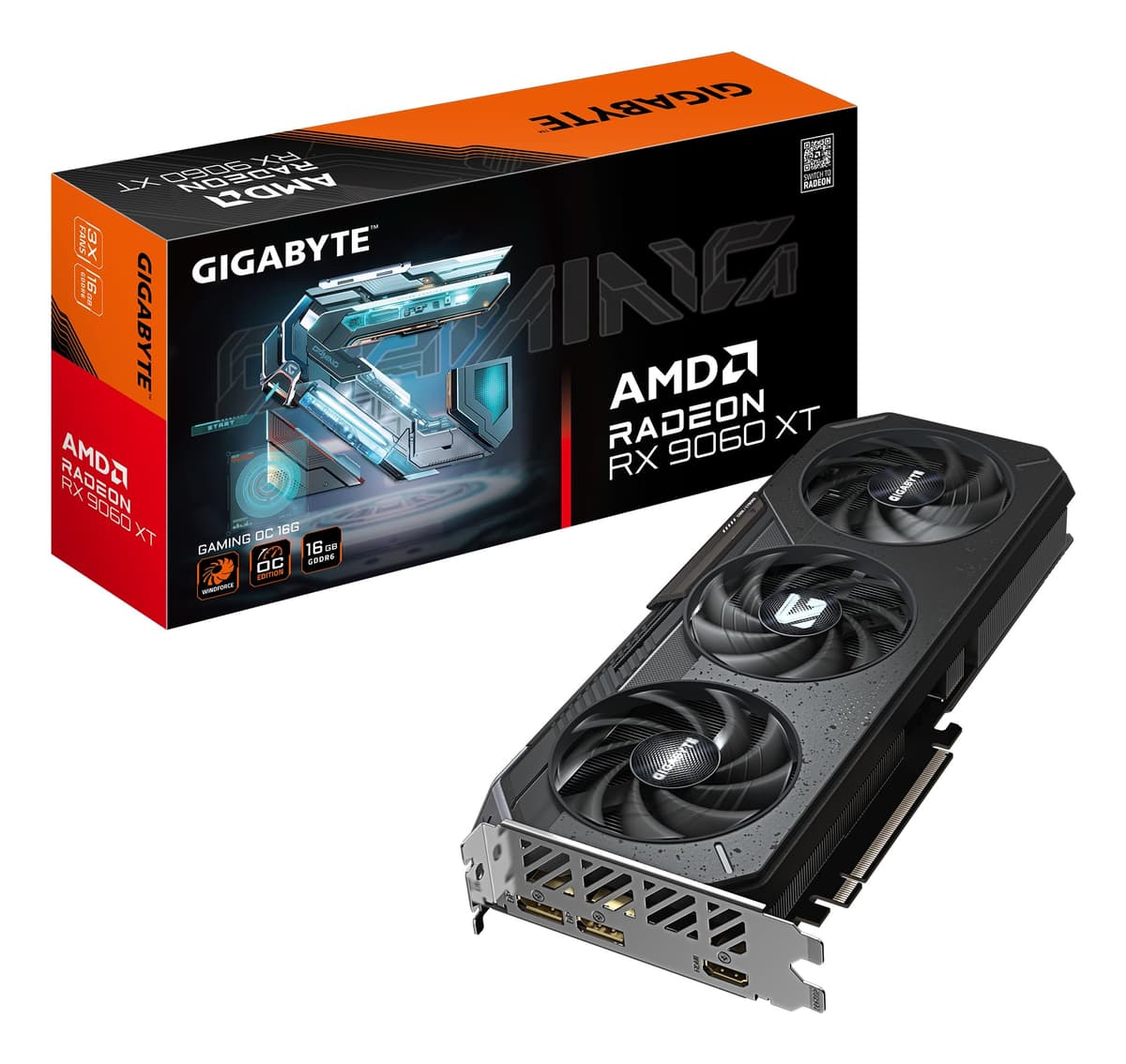 Gigabyte Radeon RX 9060 XT Gaming OC 16G Tarjeta Gráfica - 16GB GDDR6,128 bits, PCIe 5.0, 3320 MHz Reloj de Núcleo, 2 x DisplayPort, 1 x HDMI, GV-R9060XTGAMING OC-16GD