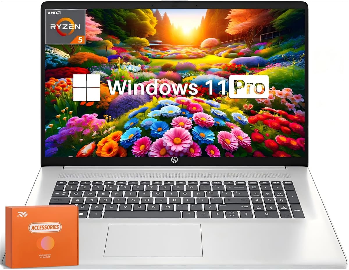 HP 17.3" Business Laptop - AMD Ryzen 5 7530U, 64GB RAM, 1TB SSD, Wi-Fi 6, Windows 11 Pro, Office lifetime HP 17.3 Laptop