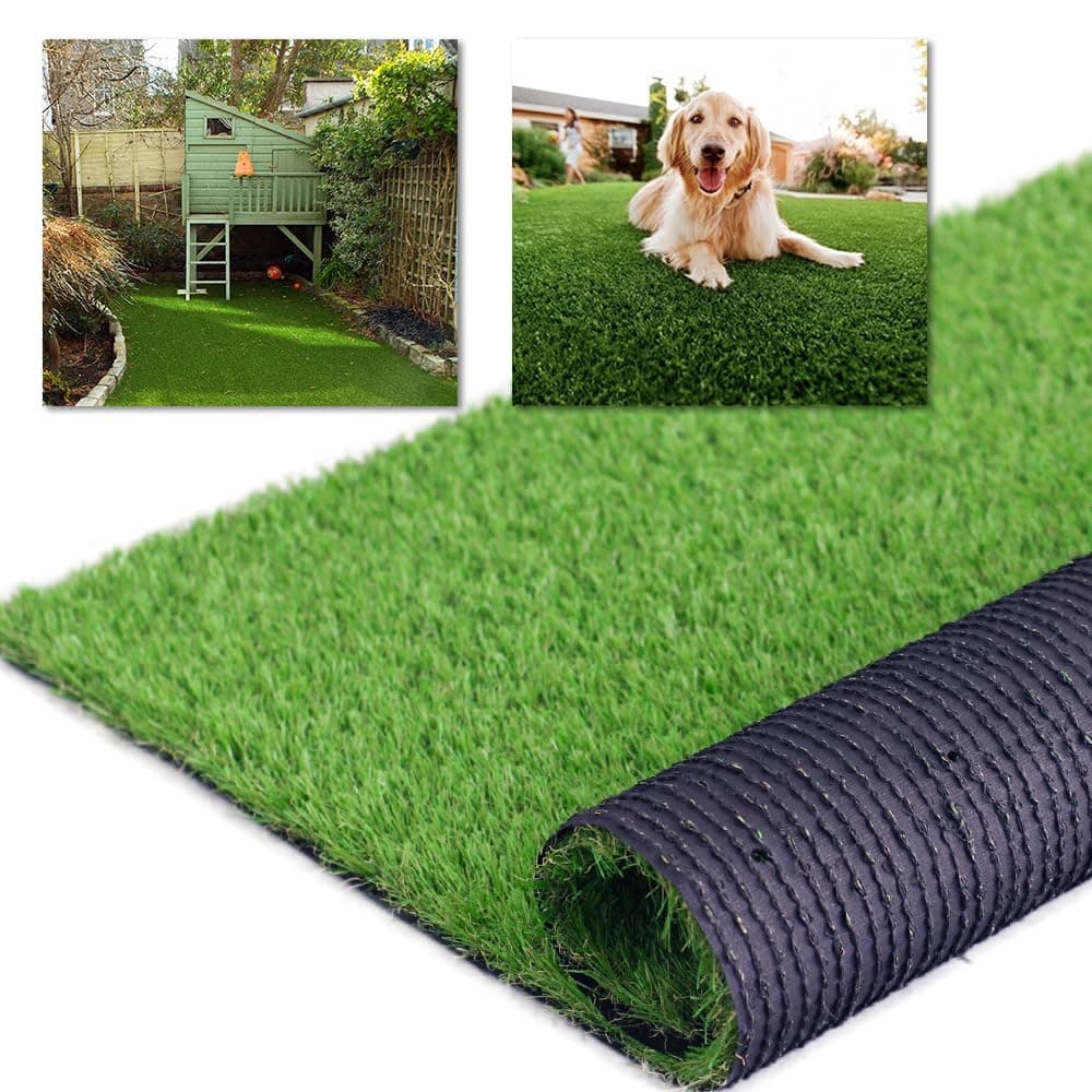 Boshuele Césped artificial 10FT x 28FT 1.38" con agujeros de drenaje, reutilizable