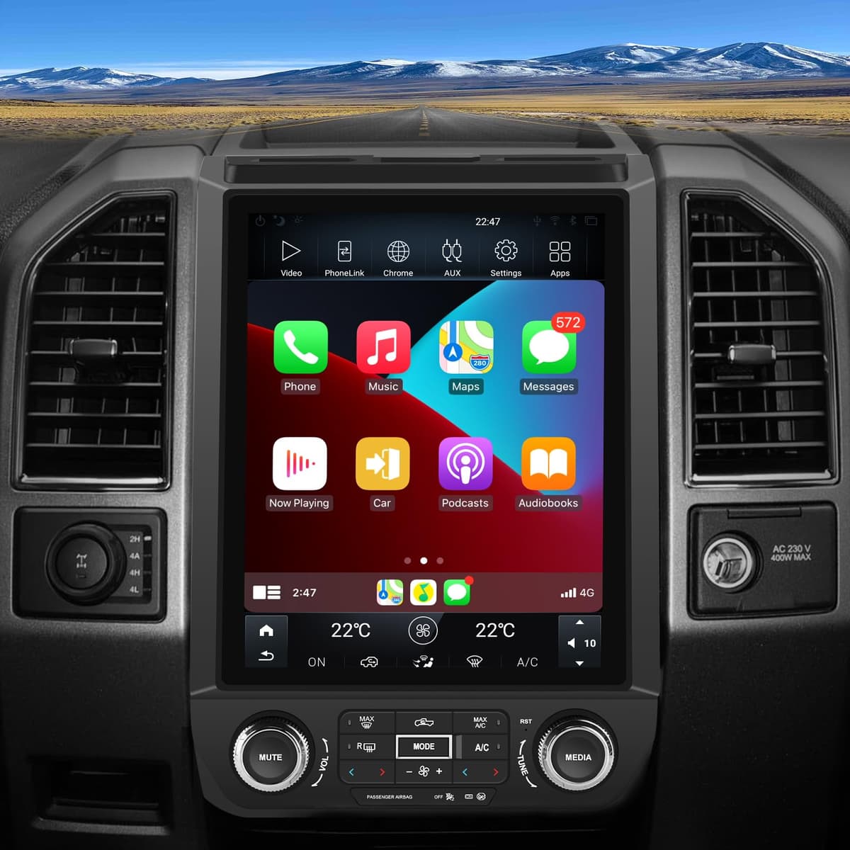 AWESAFE Radio 12" T-style para Ford F150 2015-2020, Android, CarPlay, Android Auto, GPS, WiFi (4GB+64GB)