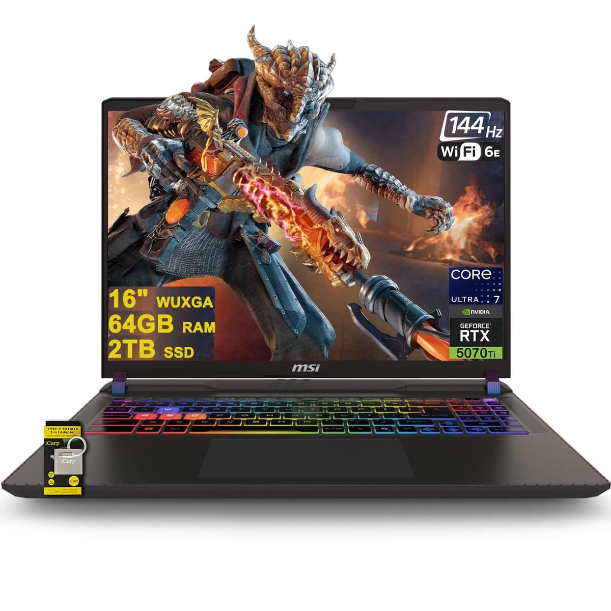 MSI Vector 16 HX AI 16" QHD+ 240Hz, Intel Ultra 7 255HX, 64GB, 2TB, RTX 5070 Ti, Wi-Fi 6E