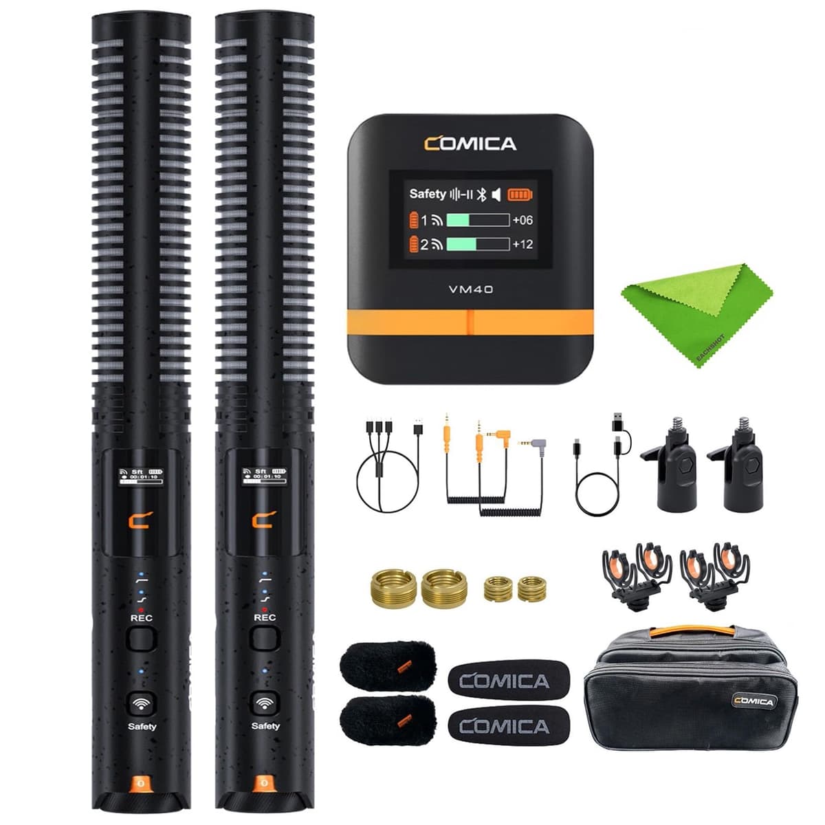 COMICA VM40 Combo Micrófono Shotgun Inalámbrico Dual 2.4G con Grabación 32GB EAUS-CC00037