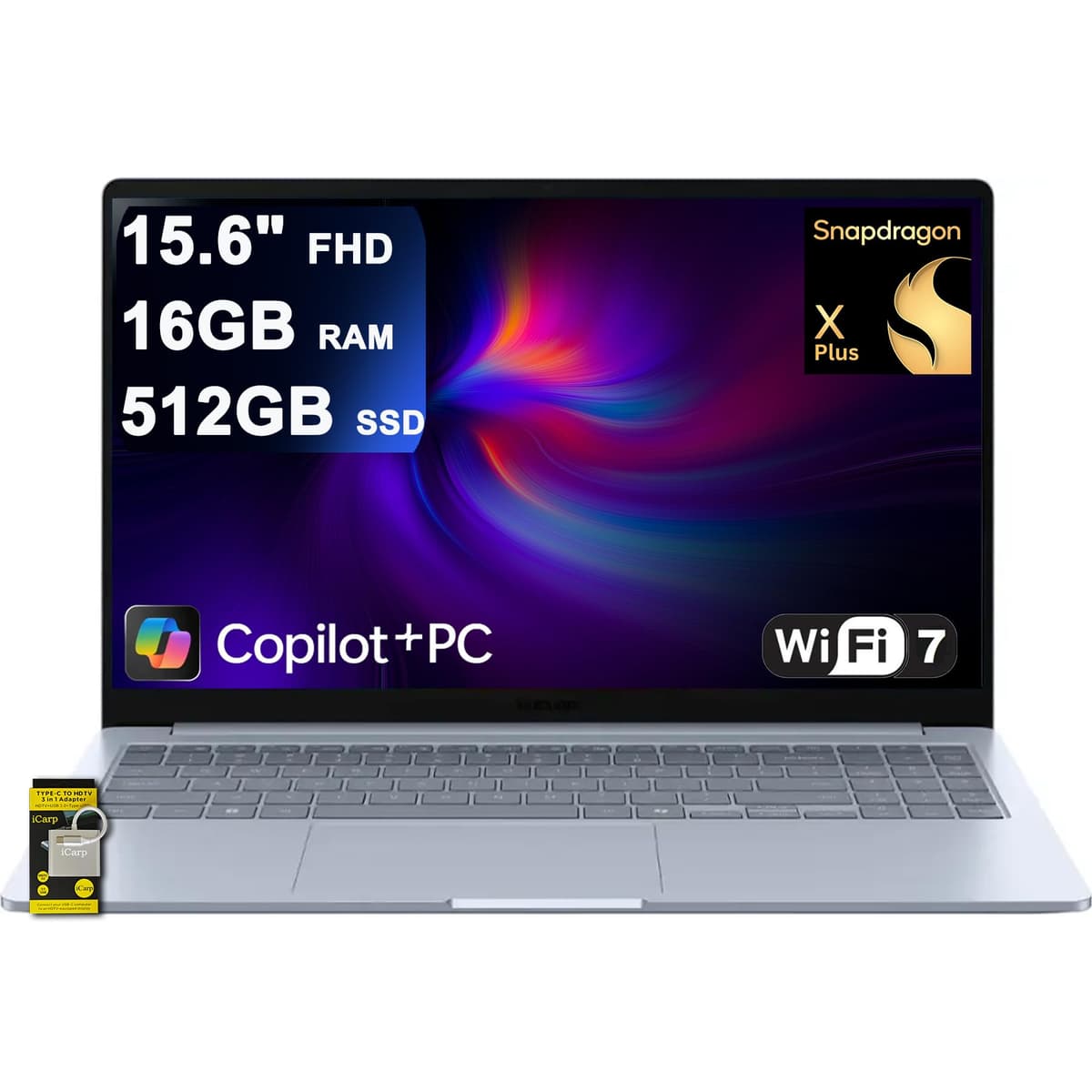 Samsung Galaxy Book4 Edge Laptop 15.6" FHD Antirreflejo Qualcomm Snapdragon X Plus de 8 núcleos (hasta 45 TOPS) 16GB RAM 512GB SSD para Creadores Diseñadores Negocios Profesionales Win11 ICP Hub con Copilot+ IA