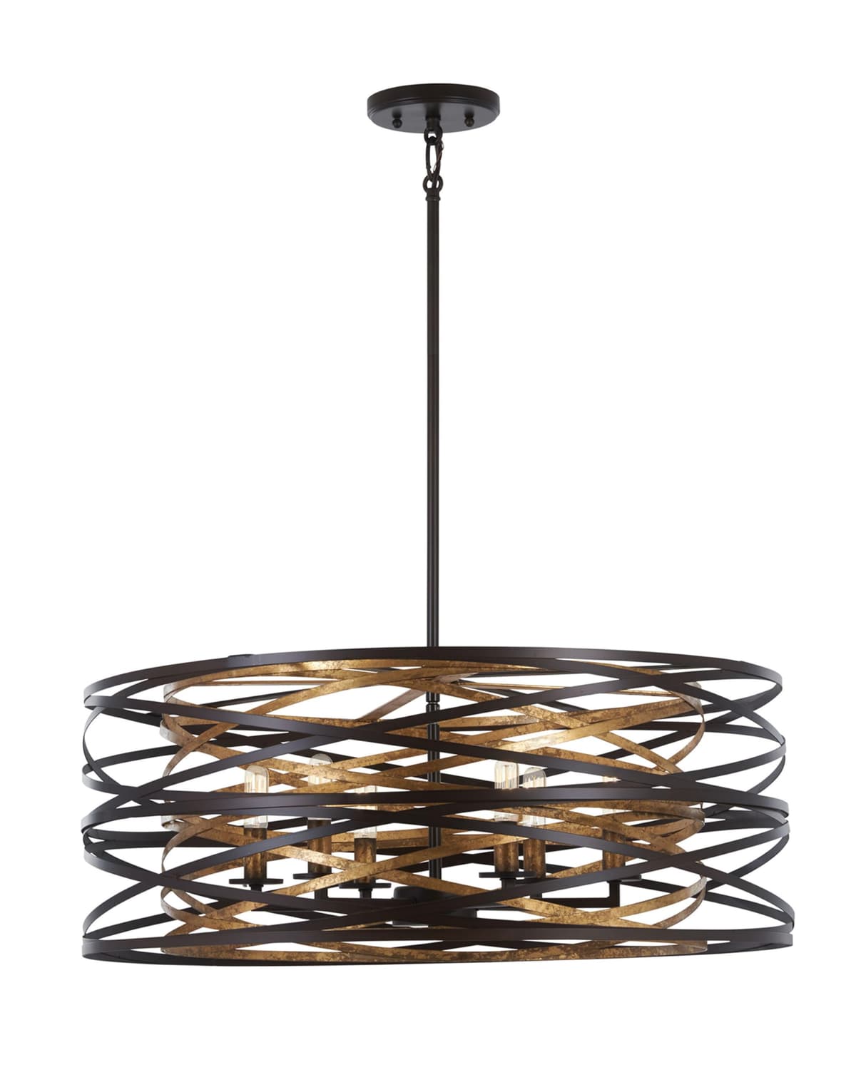 Minka Lavery 4673-111 Vortic Flow Pendant, 6-Luces, Dark Bronze con Interior Mosaic Gold