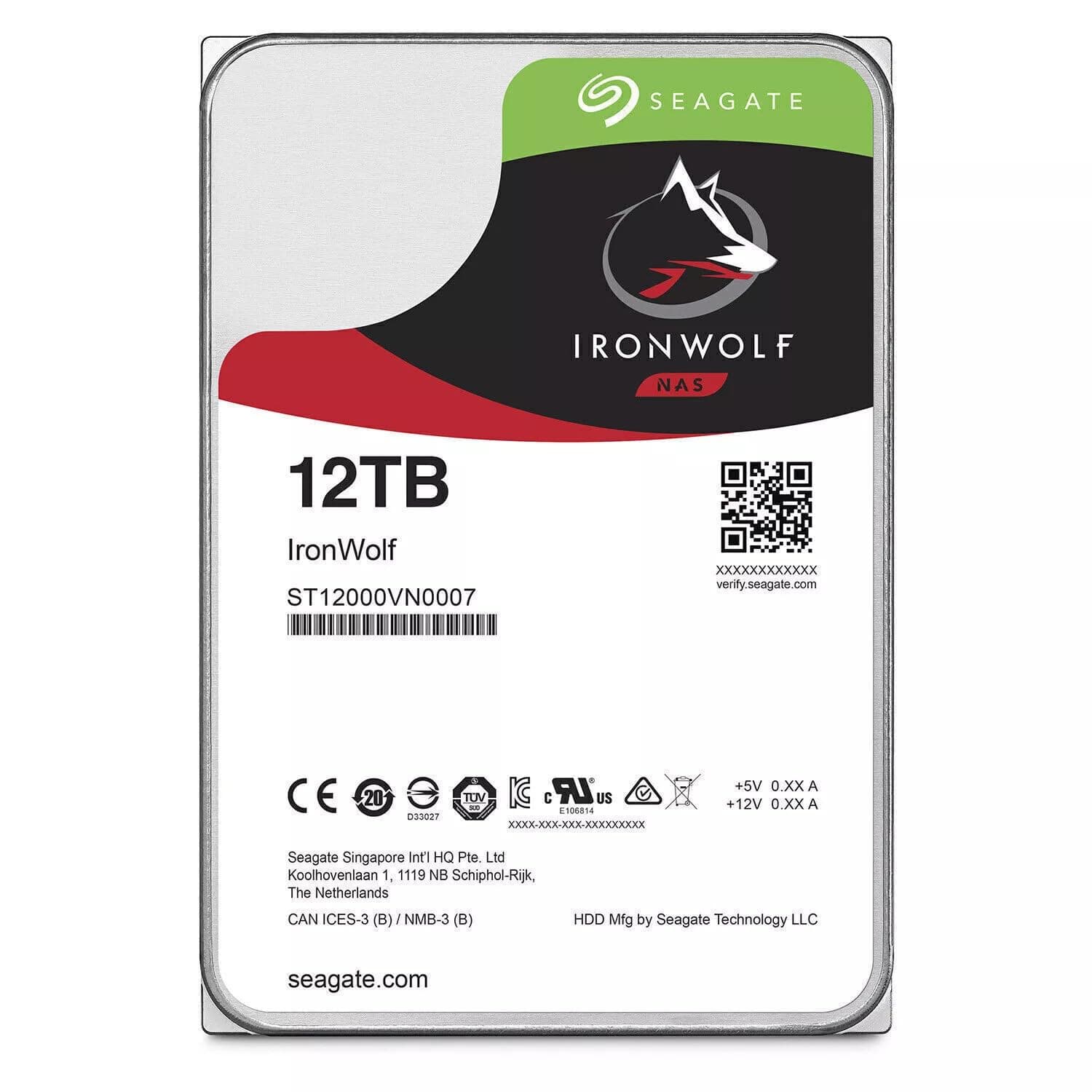 Seagate IronWolf ST12000VN0007 12 TB Disco Duro Interno 3.5" - SATA - 7200 rpm - 256 MB Buffer