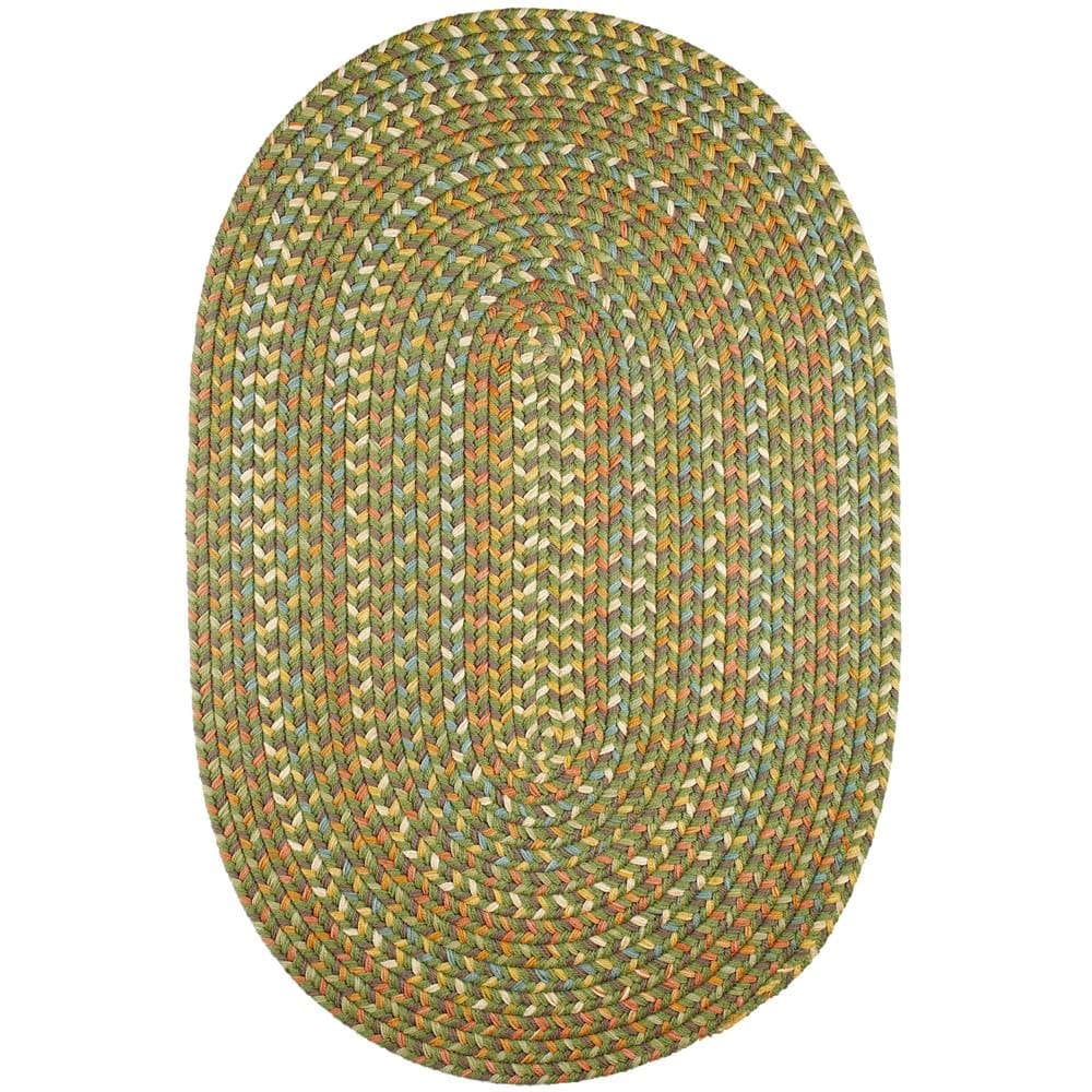 Super Area Rugs Confetti Alfombra Trenzada Interior/Exterior - Hecha en USA - Olive - 6' x 9' Oval RHO-CY67R072X108