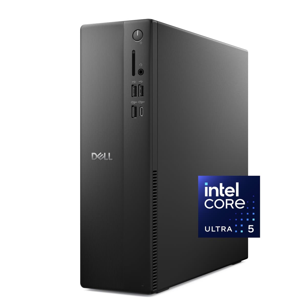 Dell Slim Desktop ECS1250 - Procesador Intel Core Ultra 5-225, Gráficos Intel UHD, 16GB de memoria, SSD M.2 de 512GB, Lector de tarjetas SD 3.0, Teclado y mouse con cable Dell, Windows 11 Home, Servicio Onsite+Migrate V90FC