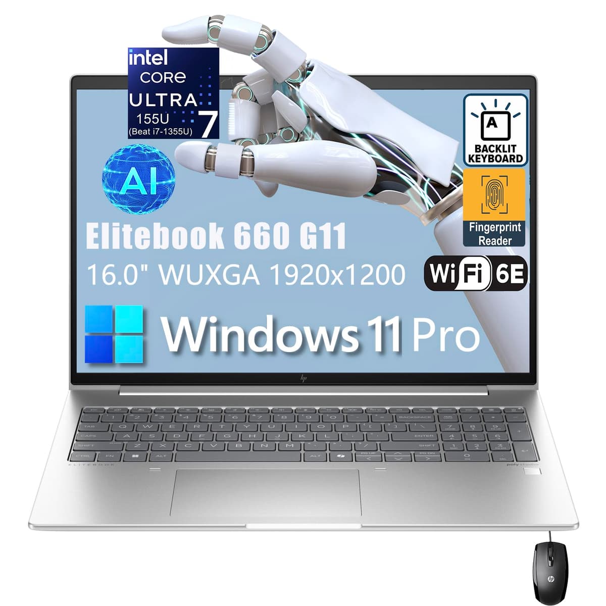 HP EliteBook 660 G11 16" FHD+ Business Copilot AI, Intel Core Ultra 7 155U, 64GB DDR5, 1TB PCIe SSD, Wi-Fi 6E, Windows 11 Pro