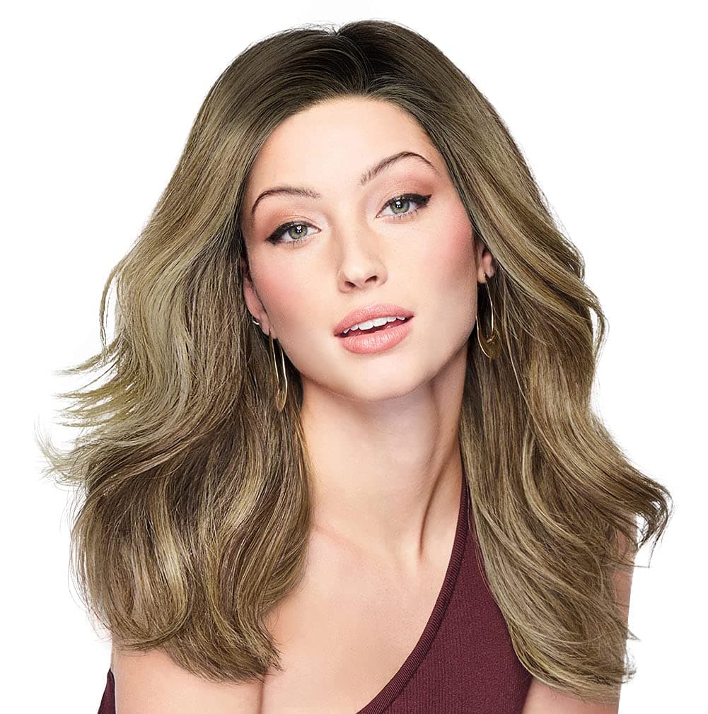 Peluca de cabello largo ondulado estilo Raquel Welch de Hairuwear, gorro promedio, SS12/22 Cappuccino sombreado