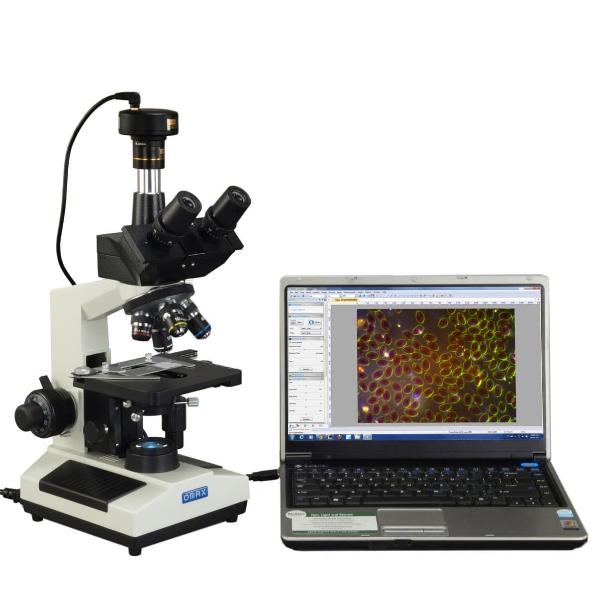 OMAX M837L Series - Microscopio trinocular de campo oscuro por inmersión y cámara digital USB 2.0 de 9MP - 40X-2500X - Microscopio compuesto coaxial con luz LED B00SGCELJ0-2