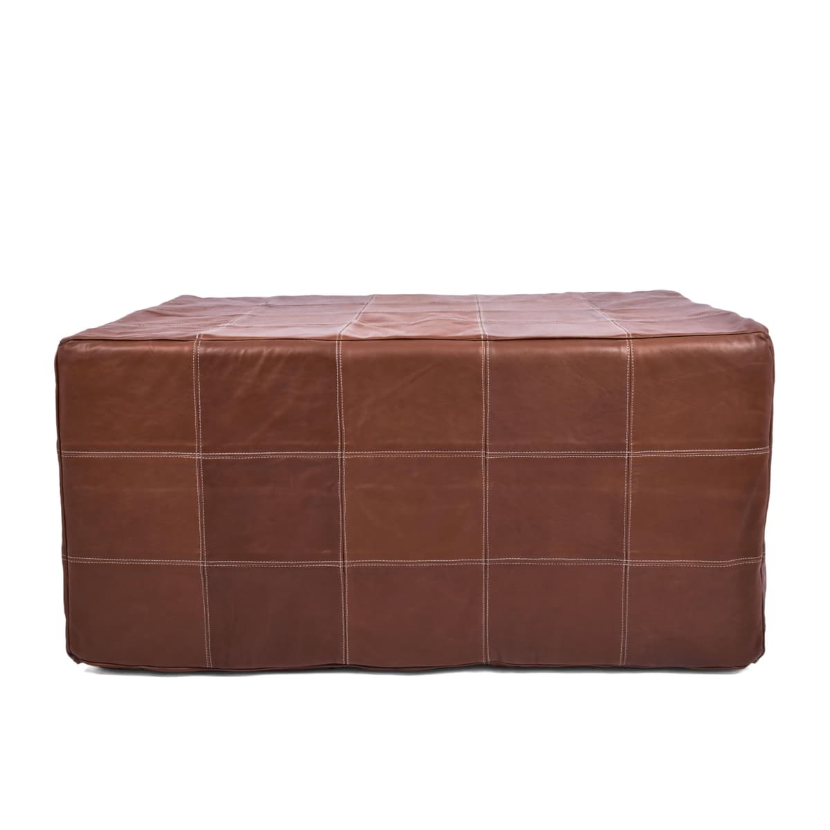 Marrakesh Gallery Funda Pouf Cuadrado de Piel - Pouf Marroquí Hecho a Mano, Cubierta sin Relleno Brown-63x45x18"