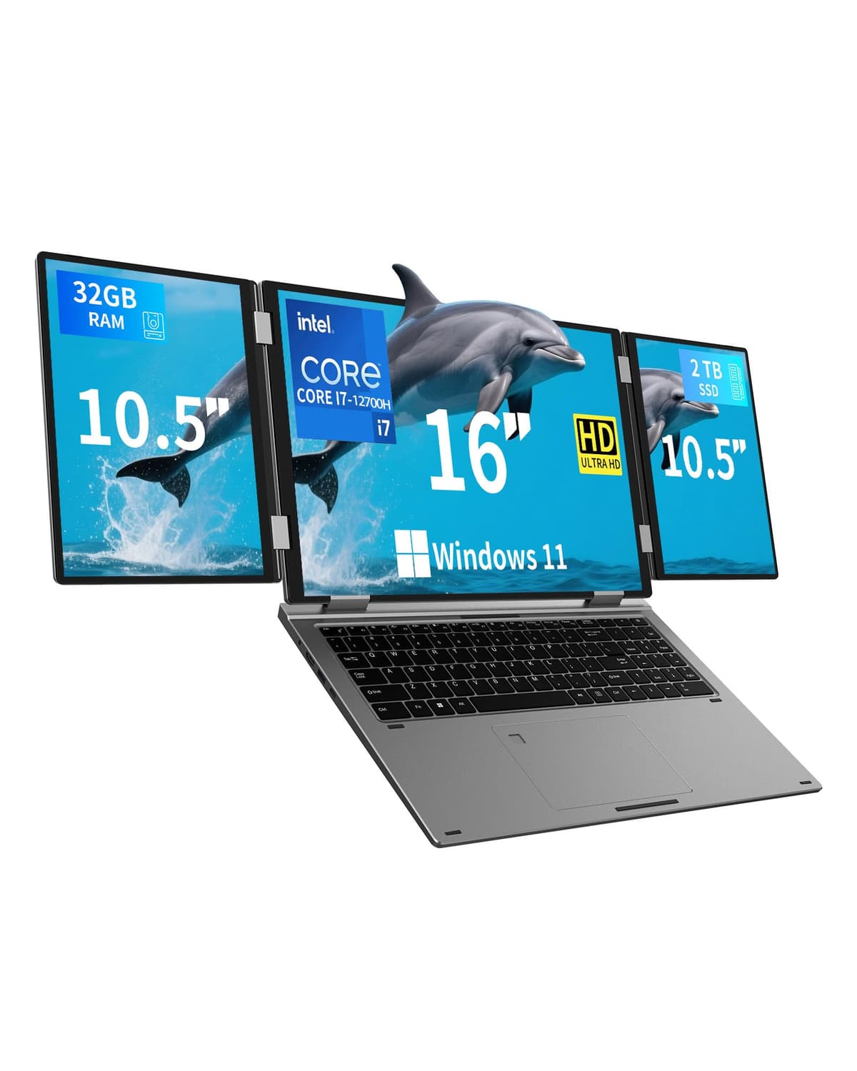 KOOFORWAY Max16 Laptop Triple Pantalla 16" + 2x 10.5", Core i7-12700H, 32GB, 2TB