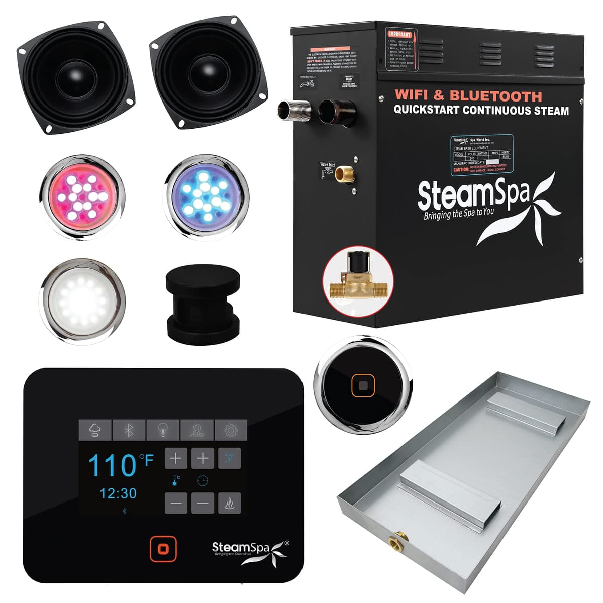 SteamSpa RVB450BK-A Generador de vapor 4.5 kW con Wi-Fi y aromaterapia