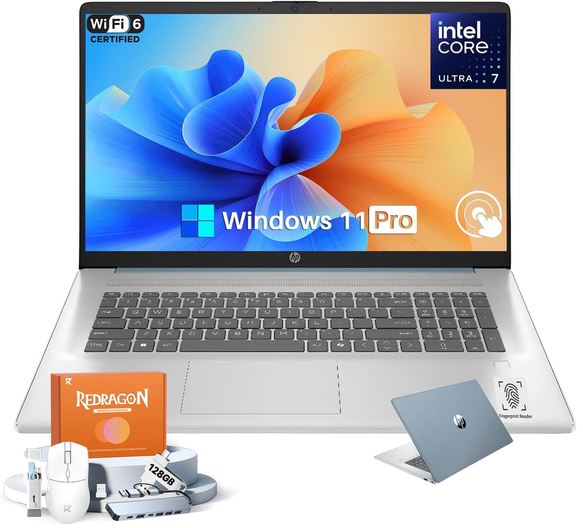 HP 17.3 pulgadas pantalla táctil, Intel Ultra 7 255U con Intel AI Boost (12 NPU Tops), 16 GB DDR5, 1 TB SSD, pantalla HD+ 250 nits, Copilot AI, teclado retroiluminado, batería de larga duración, Windows 11 Pro, con accesorios 17-cn5085cl