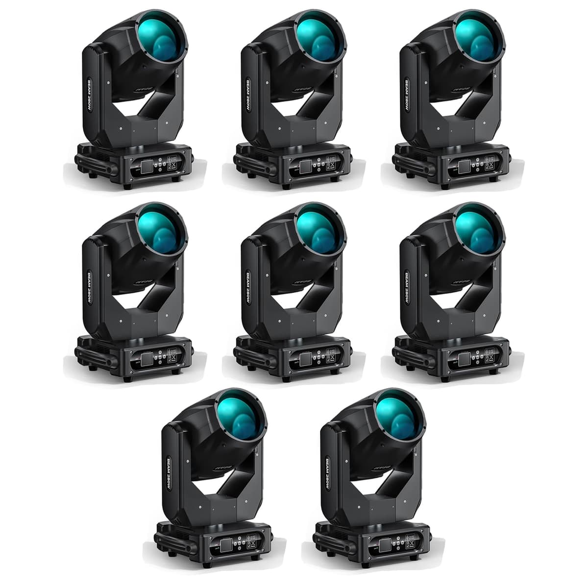 Kiinsehtoq ZQ02229 - Moving Head 280W 14R LED Beam, 14 gobos, 14 colores, 48 prismas, DMX512, efecto arcoíris (Pack de 8)